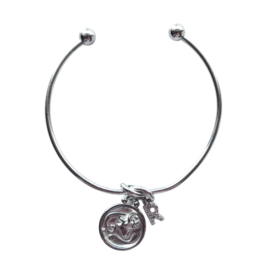 Personalised Zodiac Knot Bangle – Initial Charm Astrology Bracelet