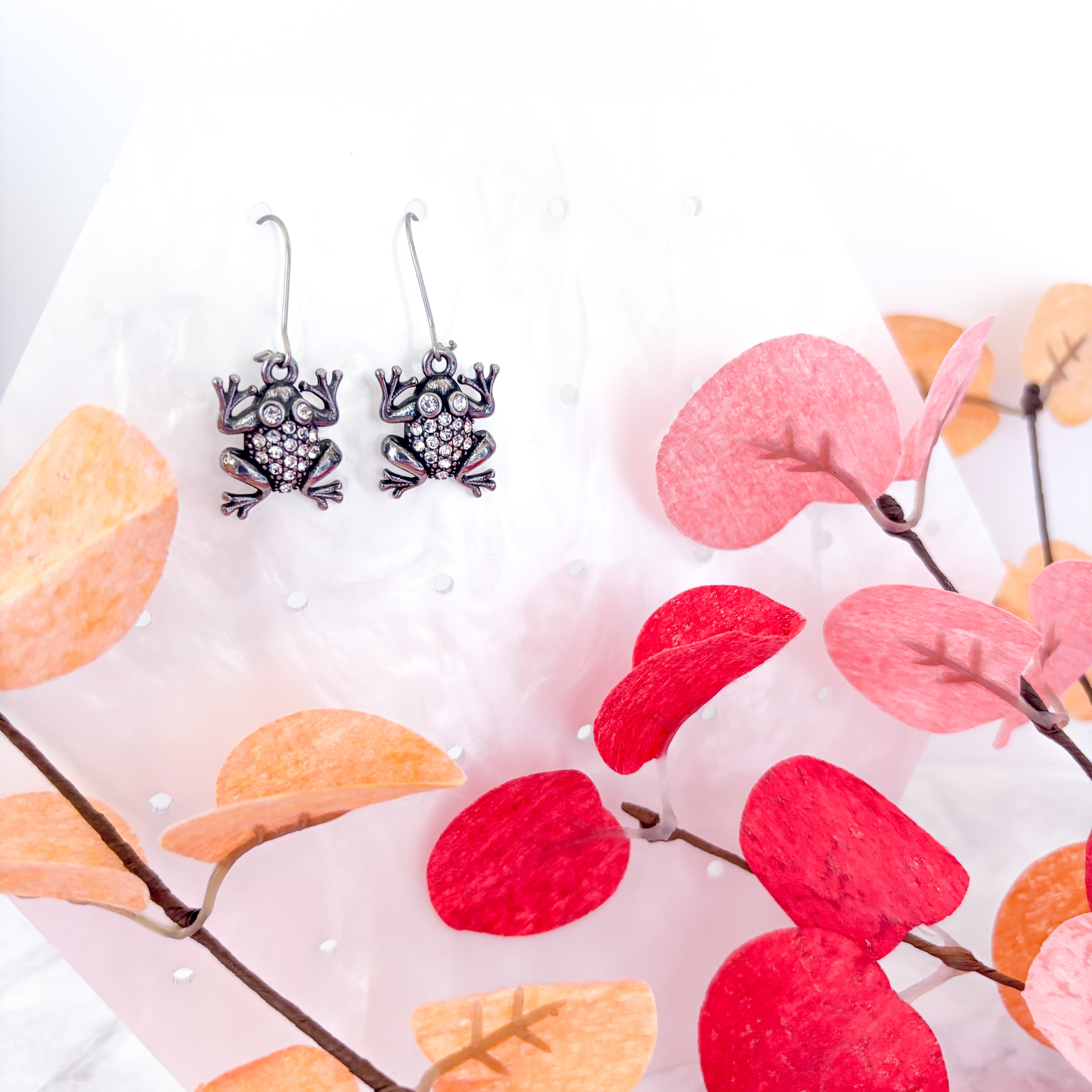 Halloween Rhinestone Toad Earring, Spooky Cute Jewellery