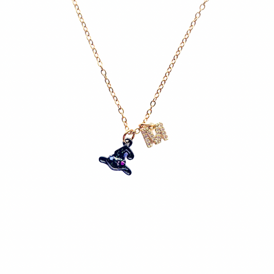 Black Glitter Witch Hat Necklace – Personalised Halloween Jewellery