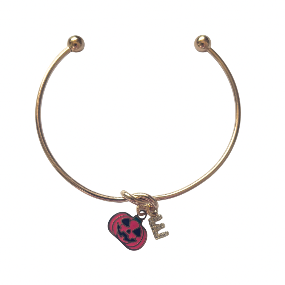 Pumpkin Halloween Bangle – Personalised Jack O’ Lantern Bracelet