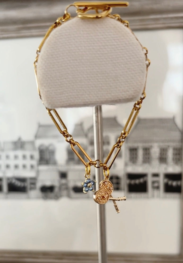 Badminton Racket & Blue Flower Bracelet- Sports Gifts