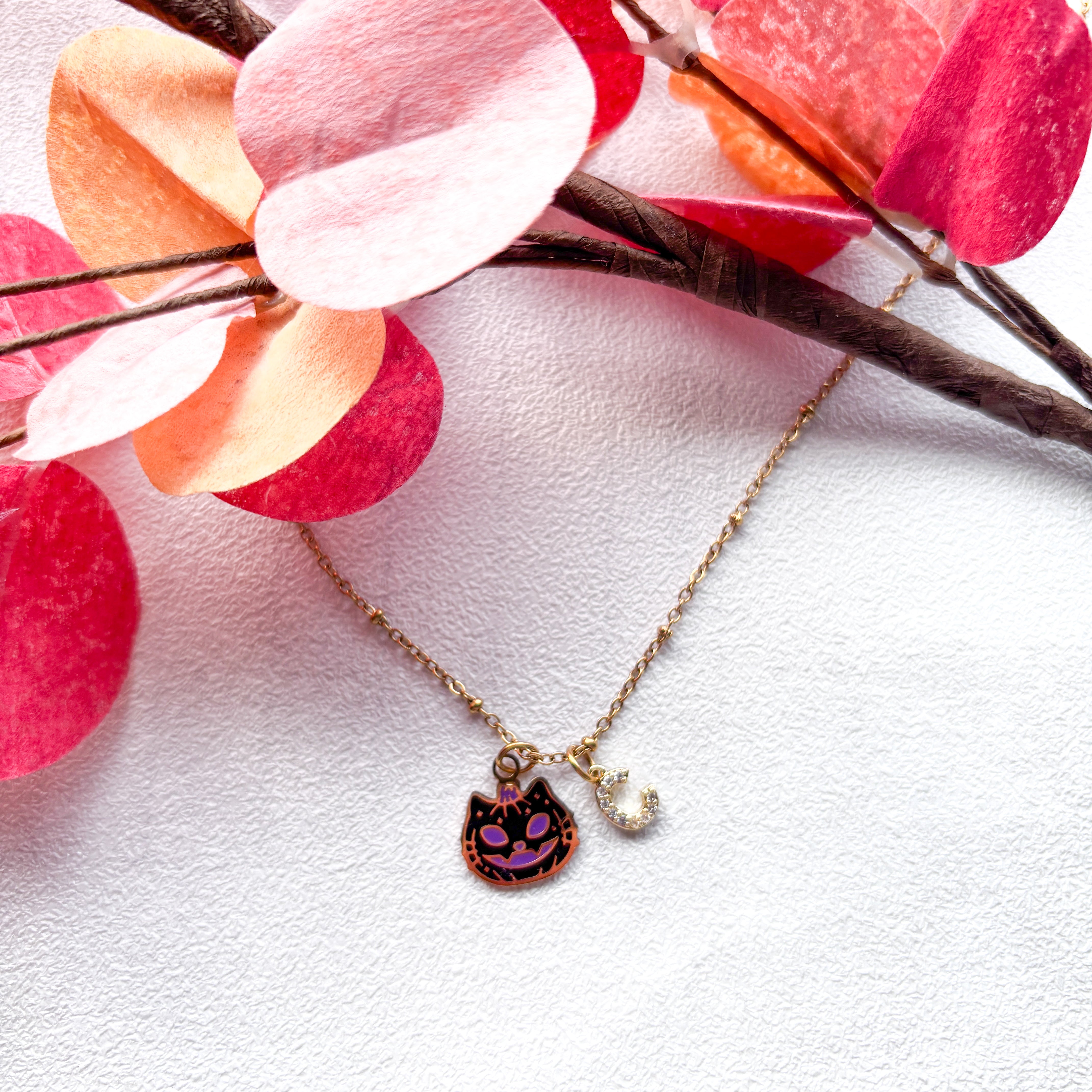 Black Cat Necklace – Personalised Halloween Jewellery