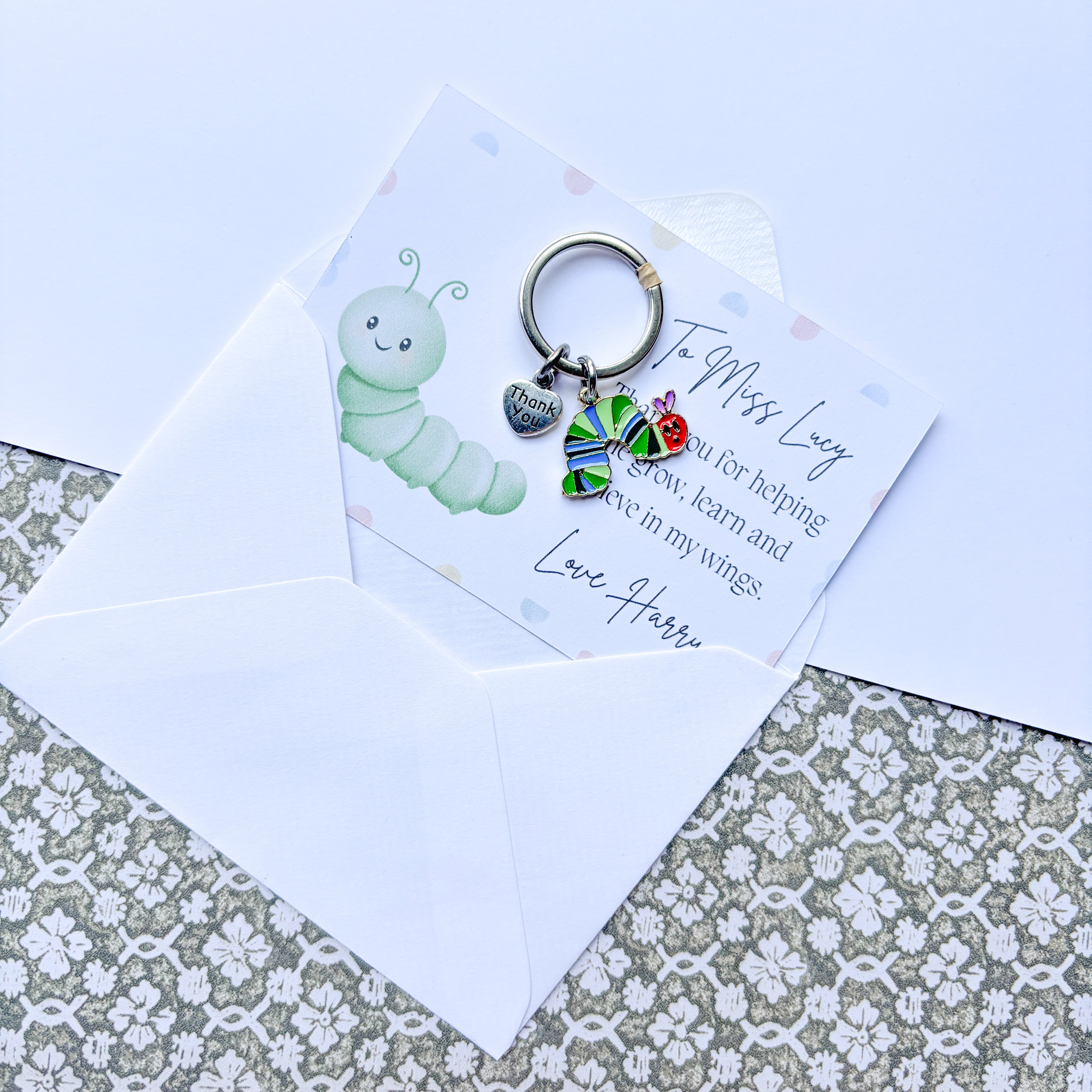 Caterpillar Keychain- Personalised Teacher Gifts