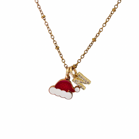 Personalised Festive Santa Hat Christmas Necklace