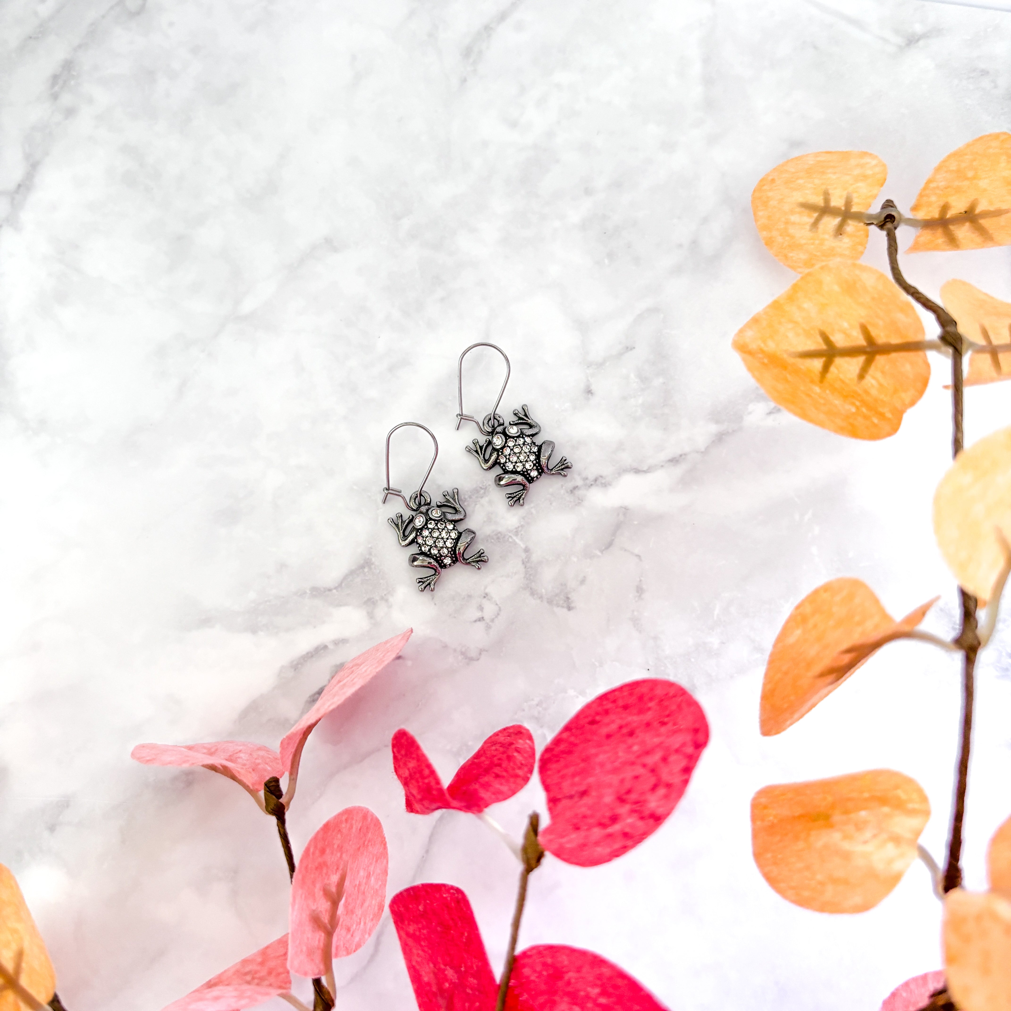 Halloween Rhinestone Toad Earring, Spooky Cute Jewellery