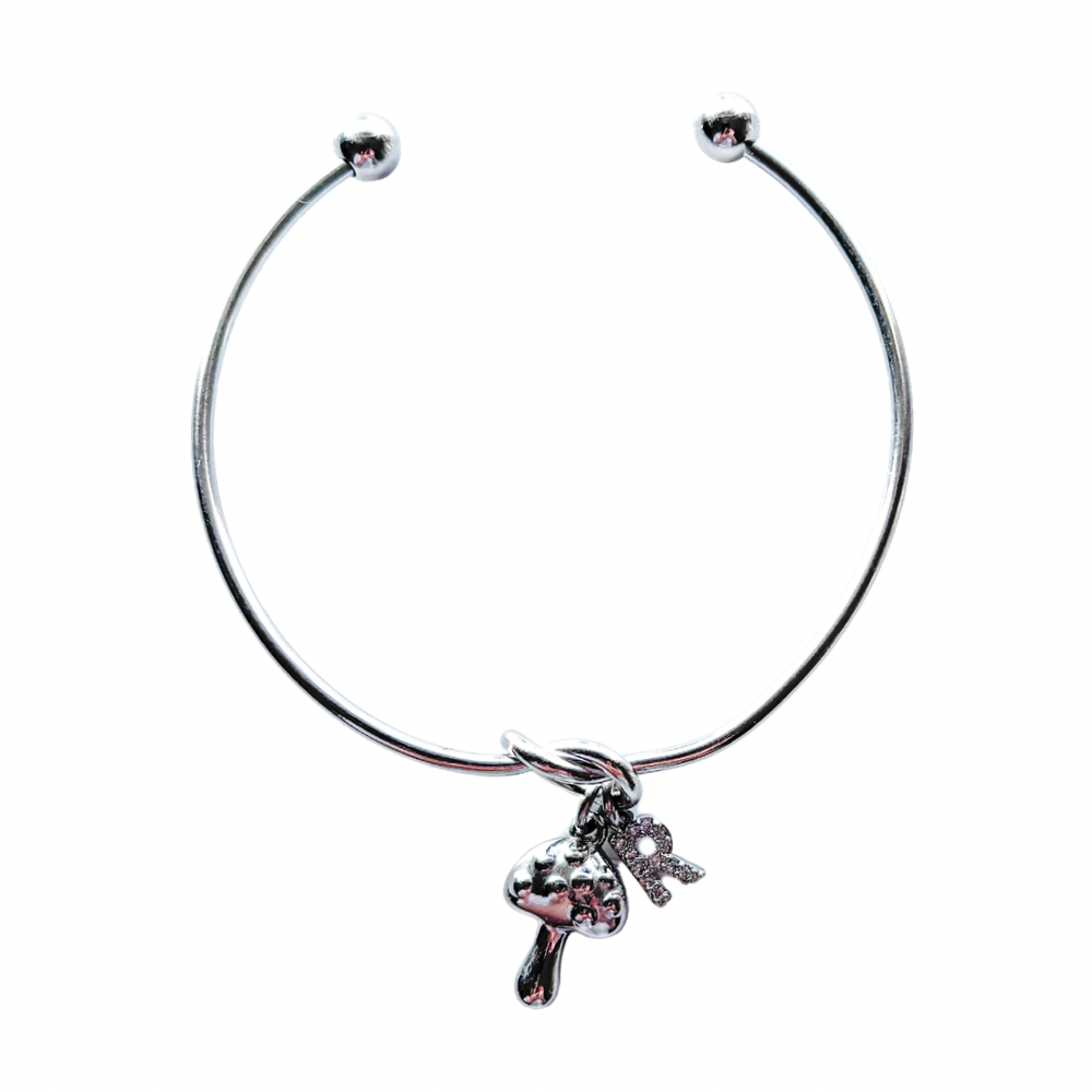 Personalised Mushroom Bracelet – Toadstool Initial Charm Bangle
