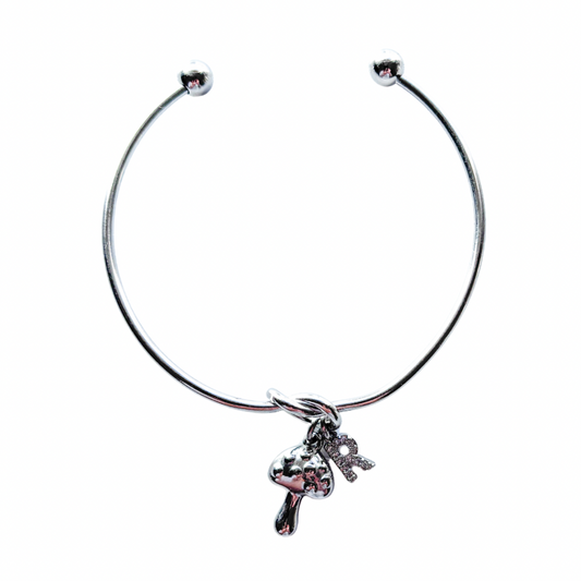 Personalised Mushroom Bracelet – Toadstool Initial Charm Bangle