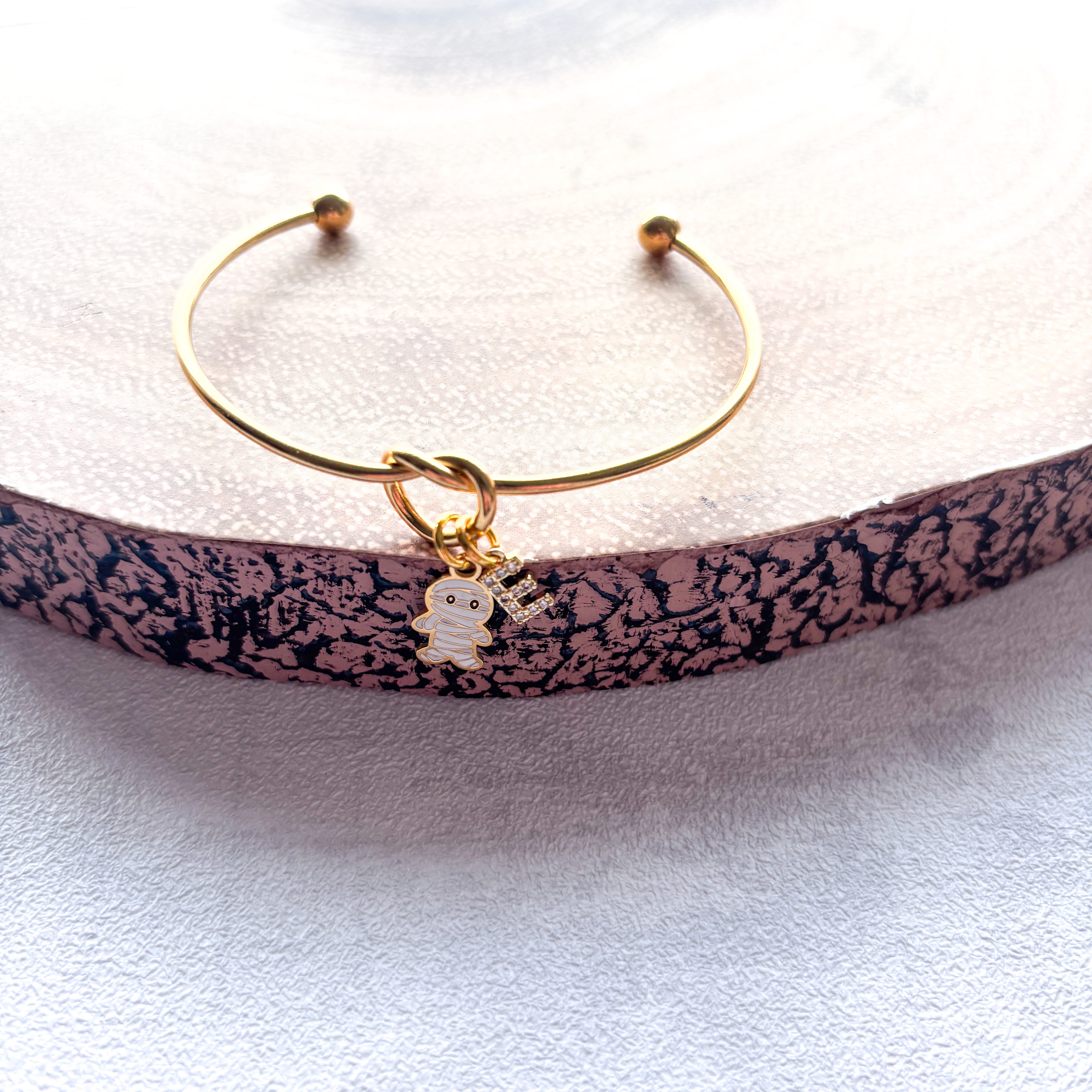 Mummy Halloween Bangle – Personalised Initial Bracelet