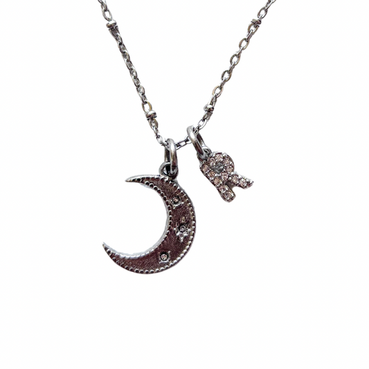 Personalised Half Moon Necklace – Initial Charm Celestial Jewellery