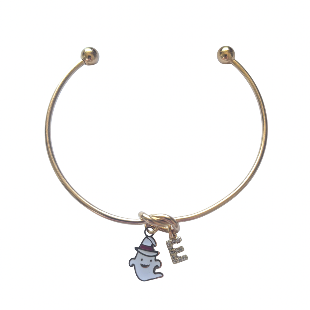 White Ghost Halloween Bangle – Personalised Witchy Bracelet