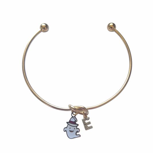 White Ghost Halloween Bangle – Personalised Witchy Bracelet