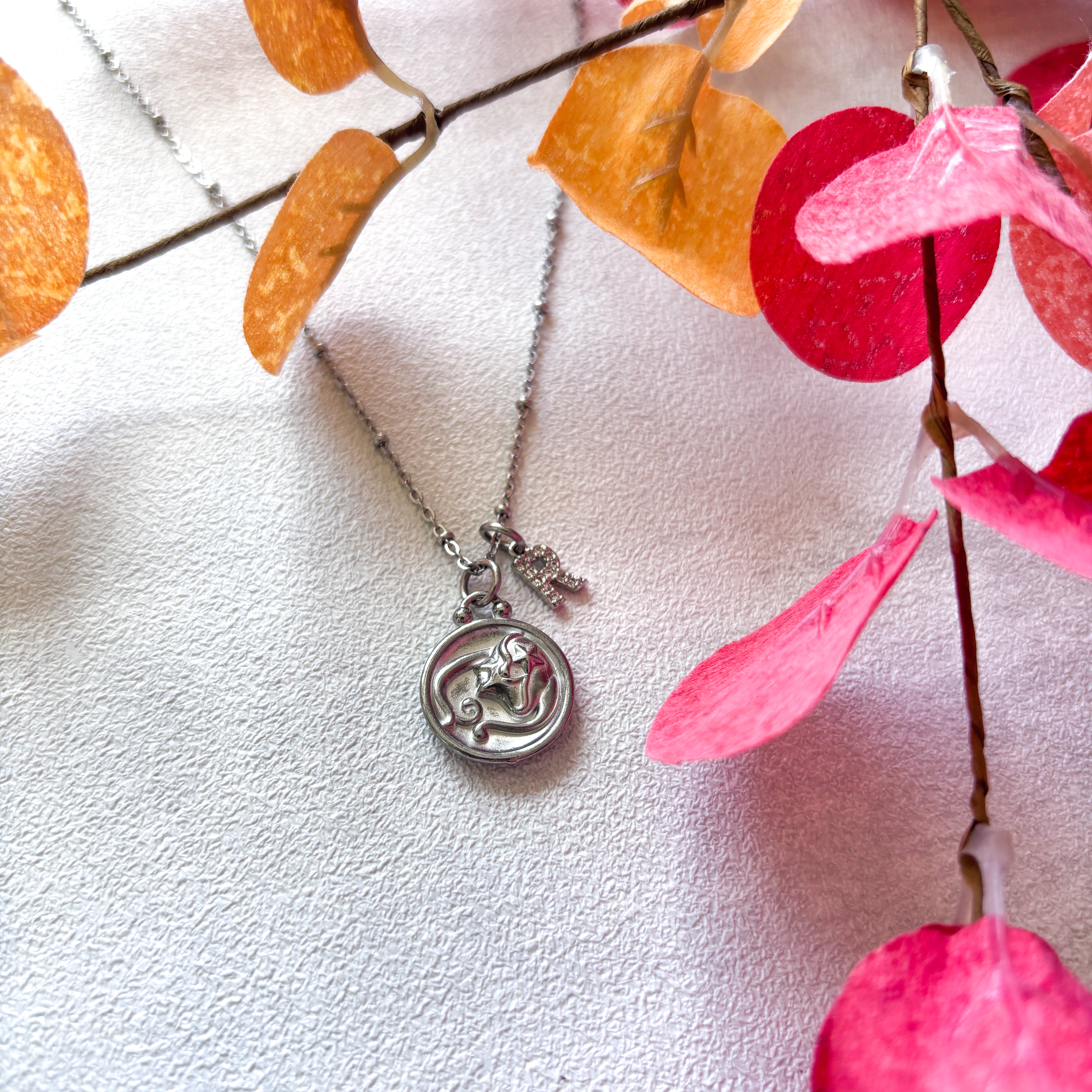 Personalised Zodiac Charm Necklace – Initial Letter Astrology Jewellery