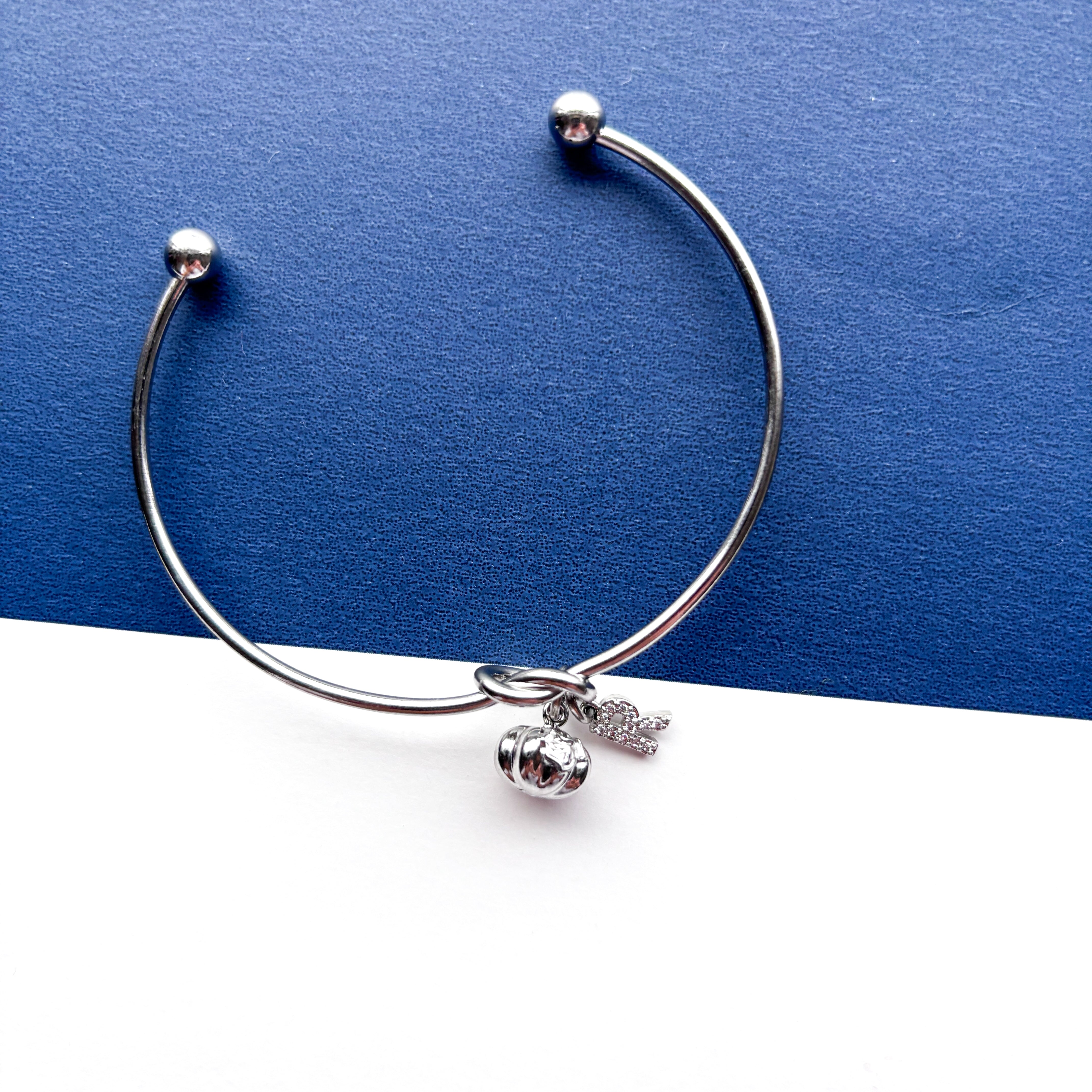 Personalised Pumpkin Bangle – Halloween Initial Charm Bracelet