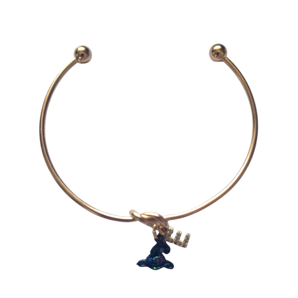 Black Glitter Witch Hat Bangle – Personalised Halloween Bracelet