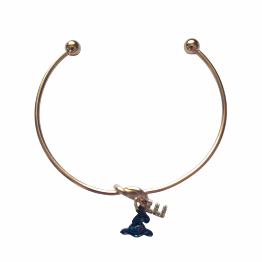 Black Glitter Witch Hat Bangle – Personalised Halloween Bracelet