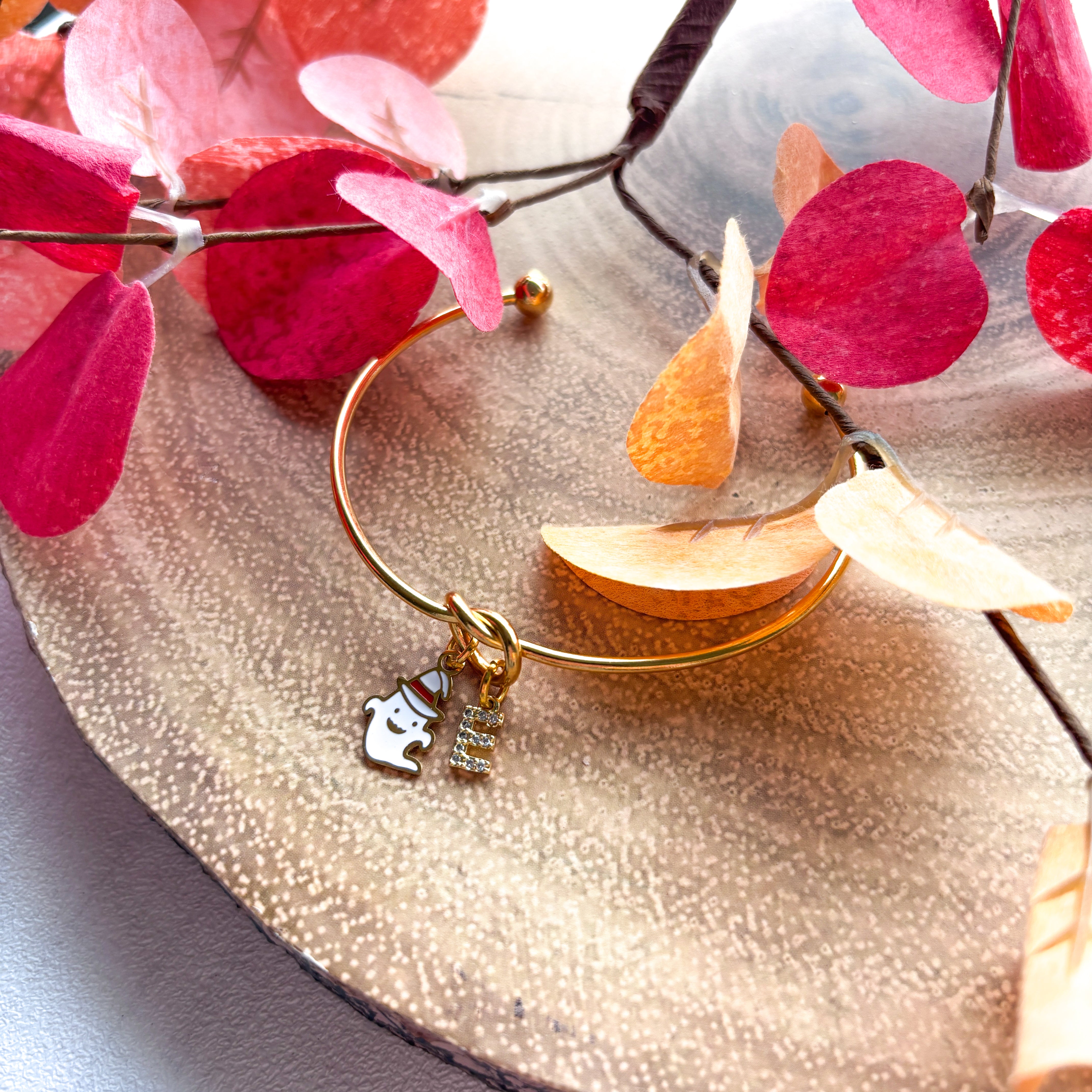 White Ghost Halloween Bangle – Personalised Witchy Bracelet