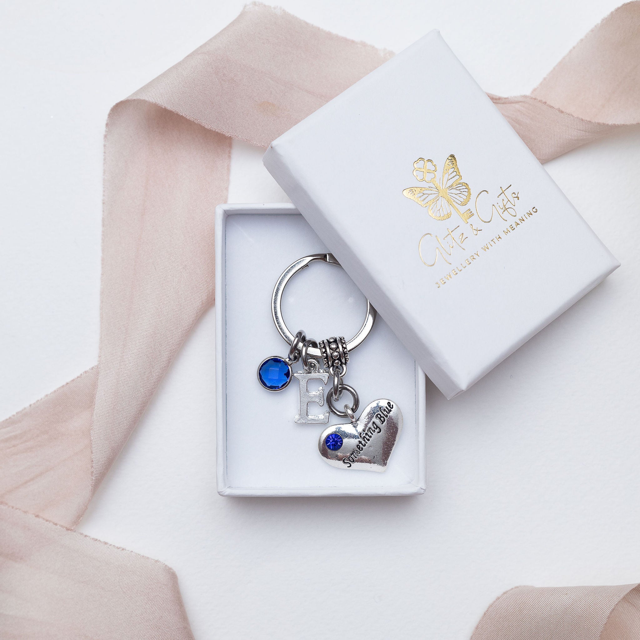 Personalised Something Blue Bride Keyring