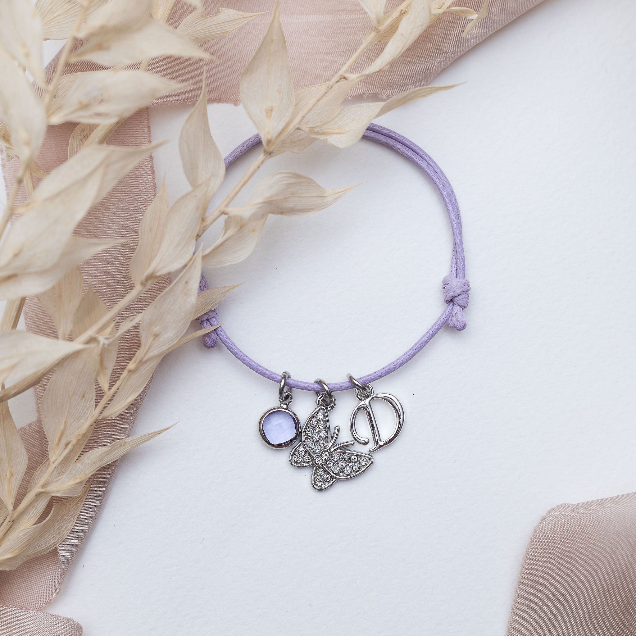 Personalised Butterfly Cord Bracelet