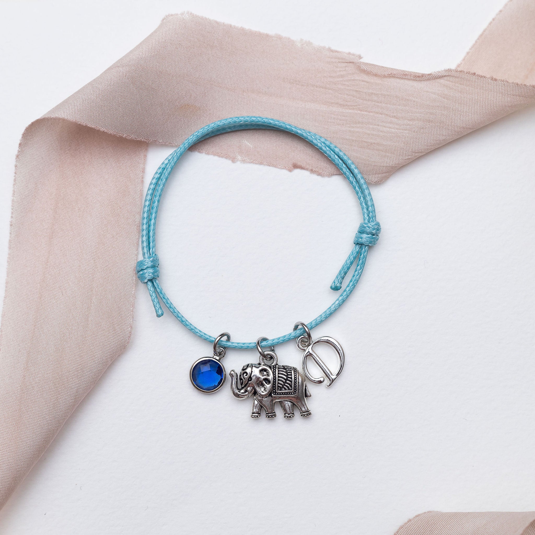 Personalised Elephant Cotton Bracelet