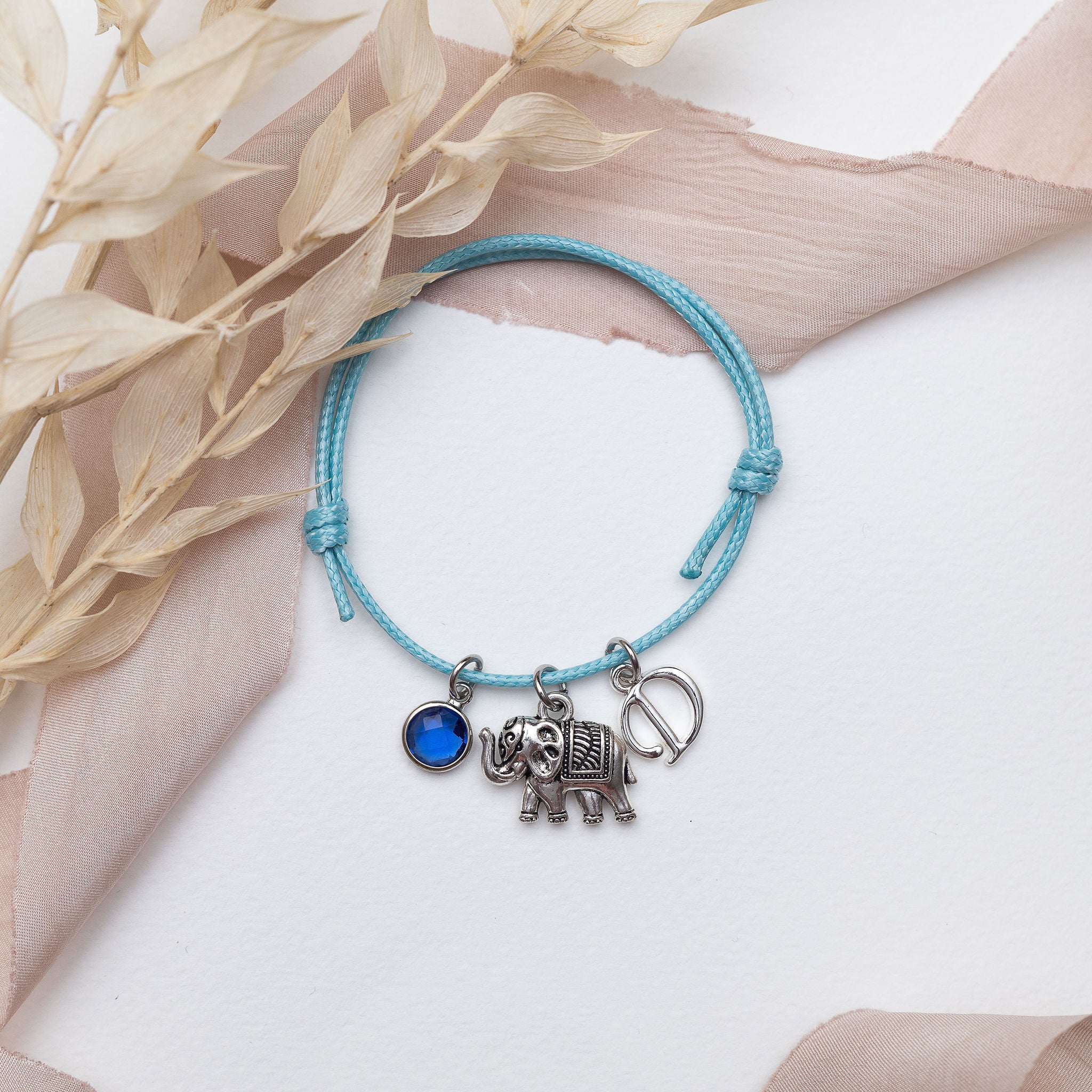 Personalised Elephant Cotton Bracelet