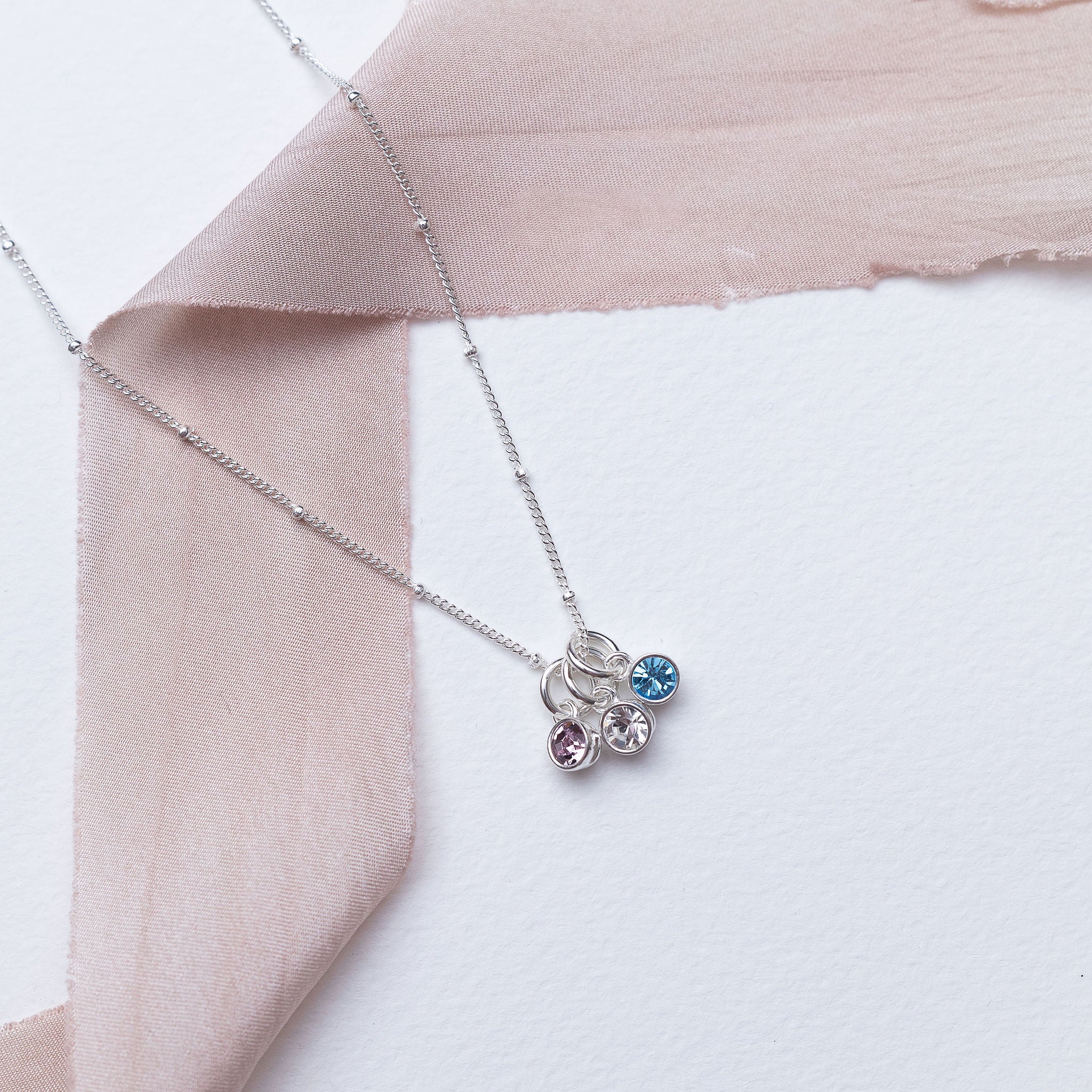 Sterling Silver Personalised Birthstone Necklace