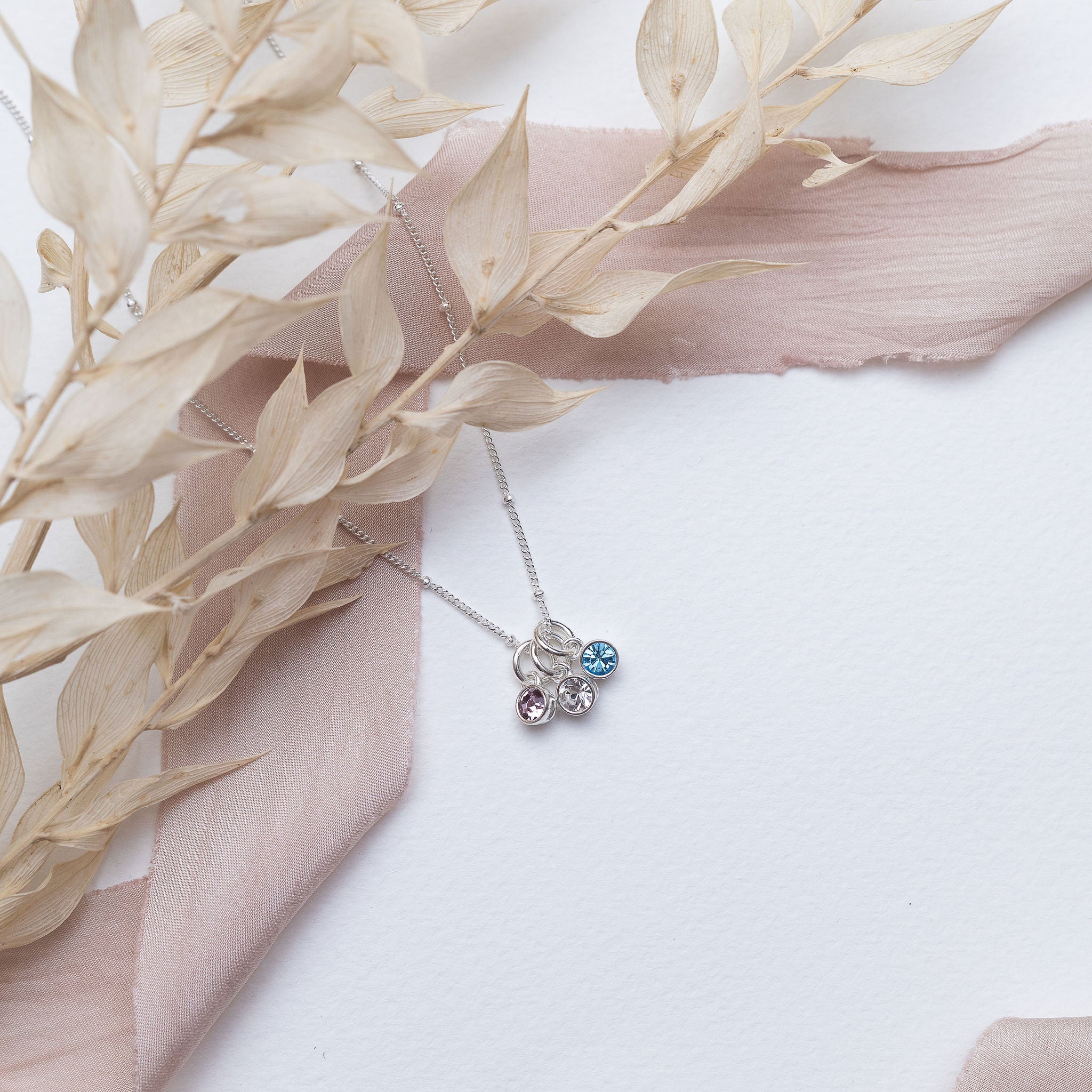 Sterling Silver Personalised Birthstone Necklace