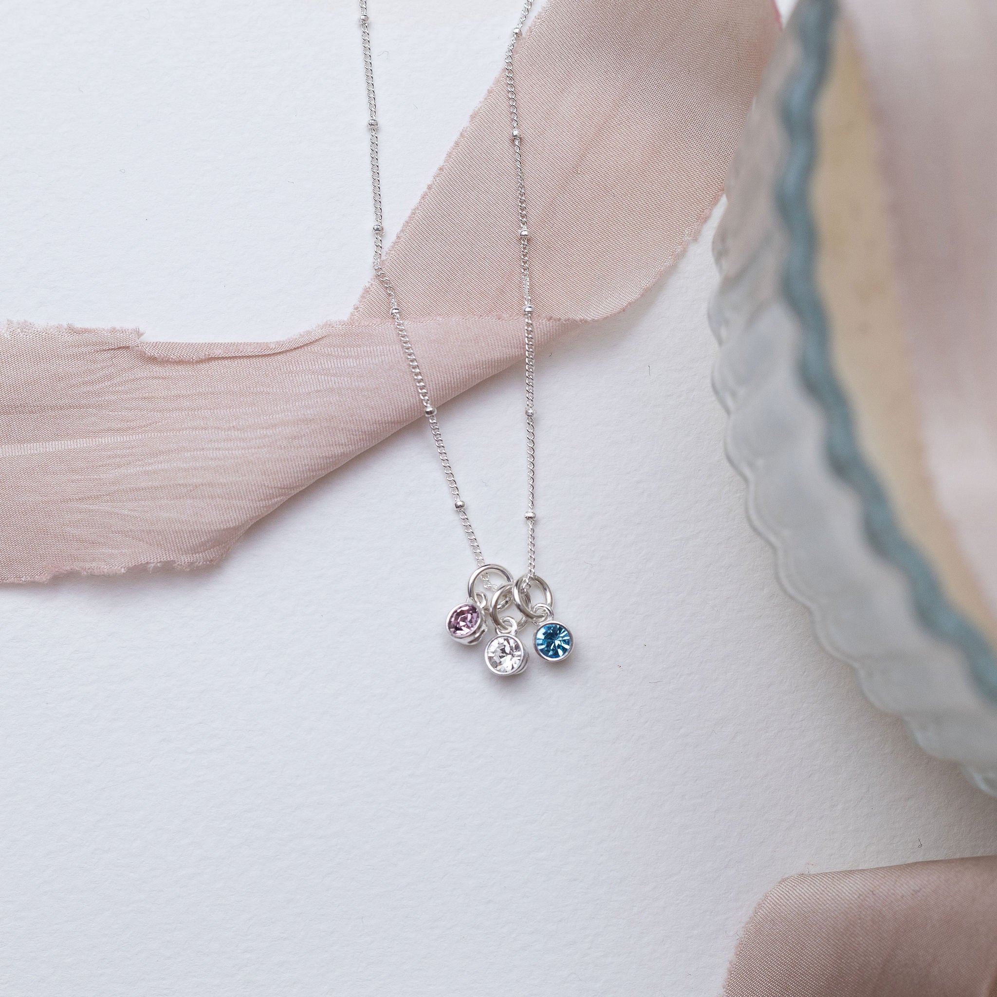 Sterling Silver Personalised Birthstone Necklace