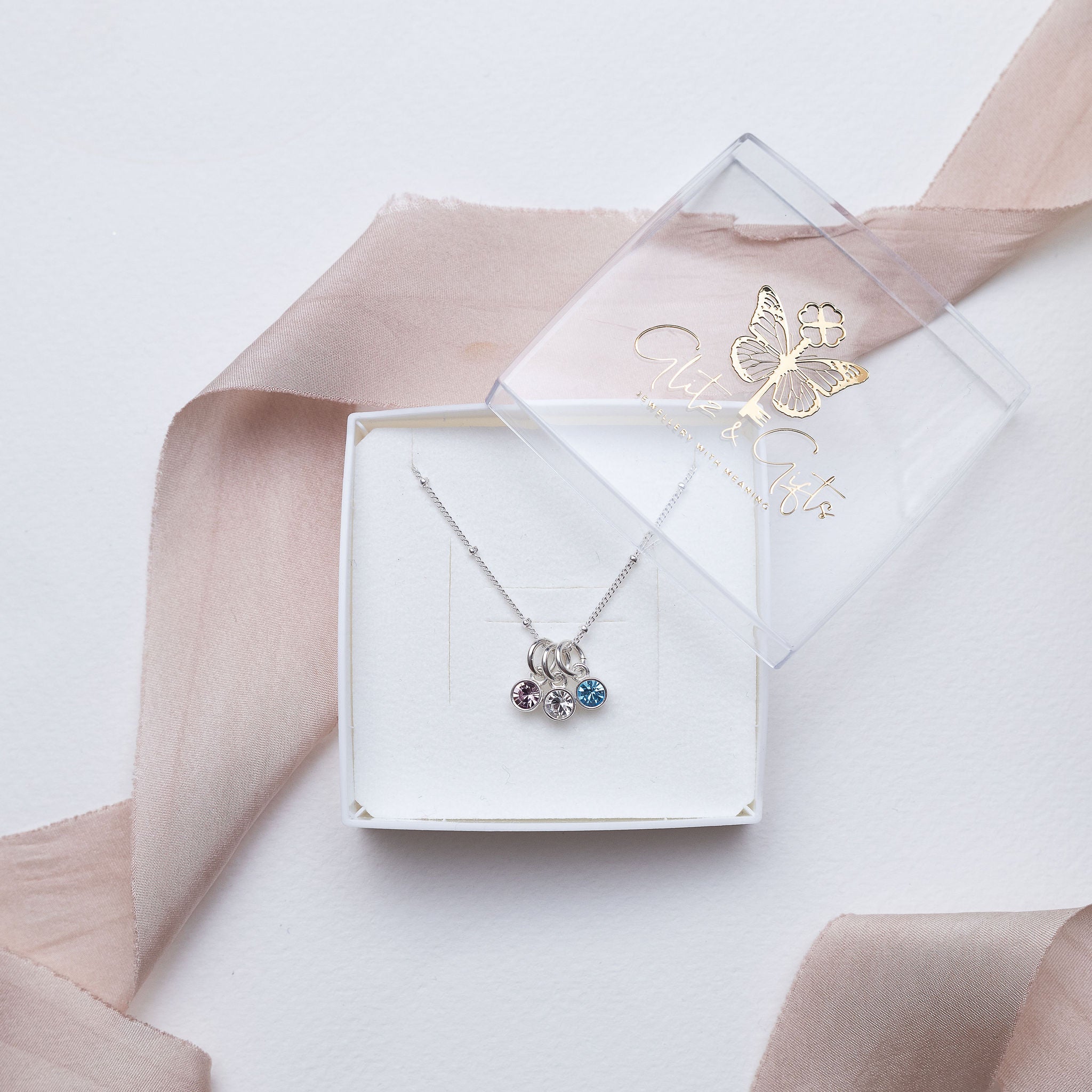 Sterling Silver Personalised Birthstone Necklace