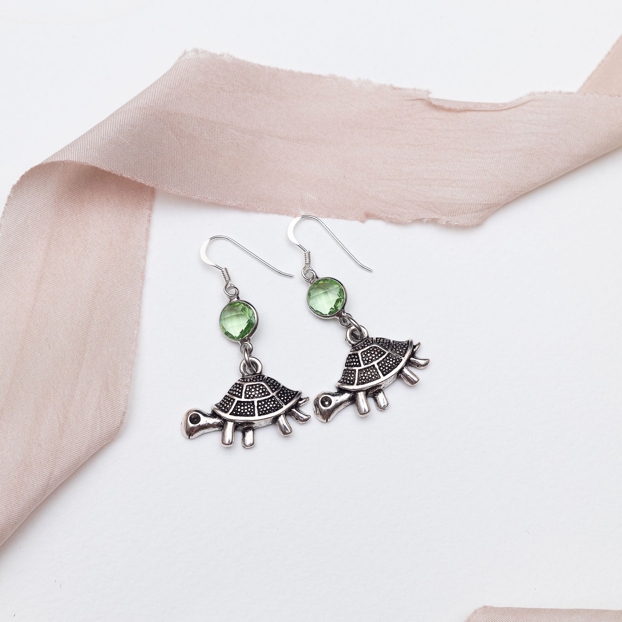 Personalised Tortoise Birthstone Charm Earrings