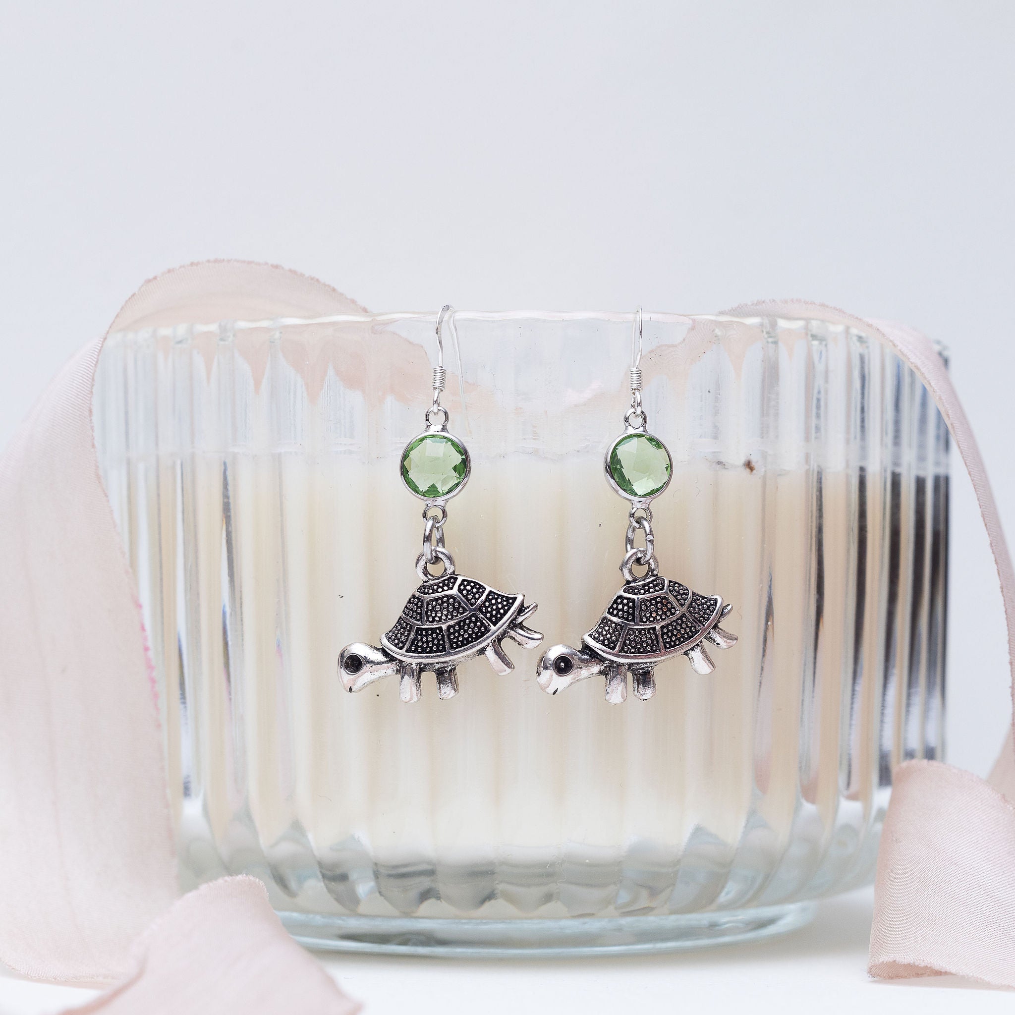 Personalised Tortoise Birthstone Charm Earrings