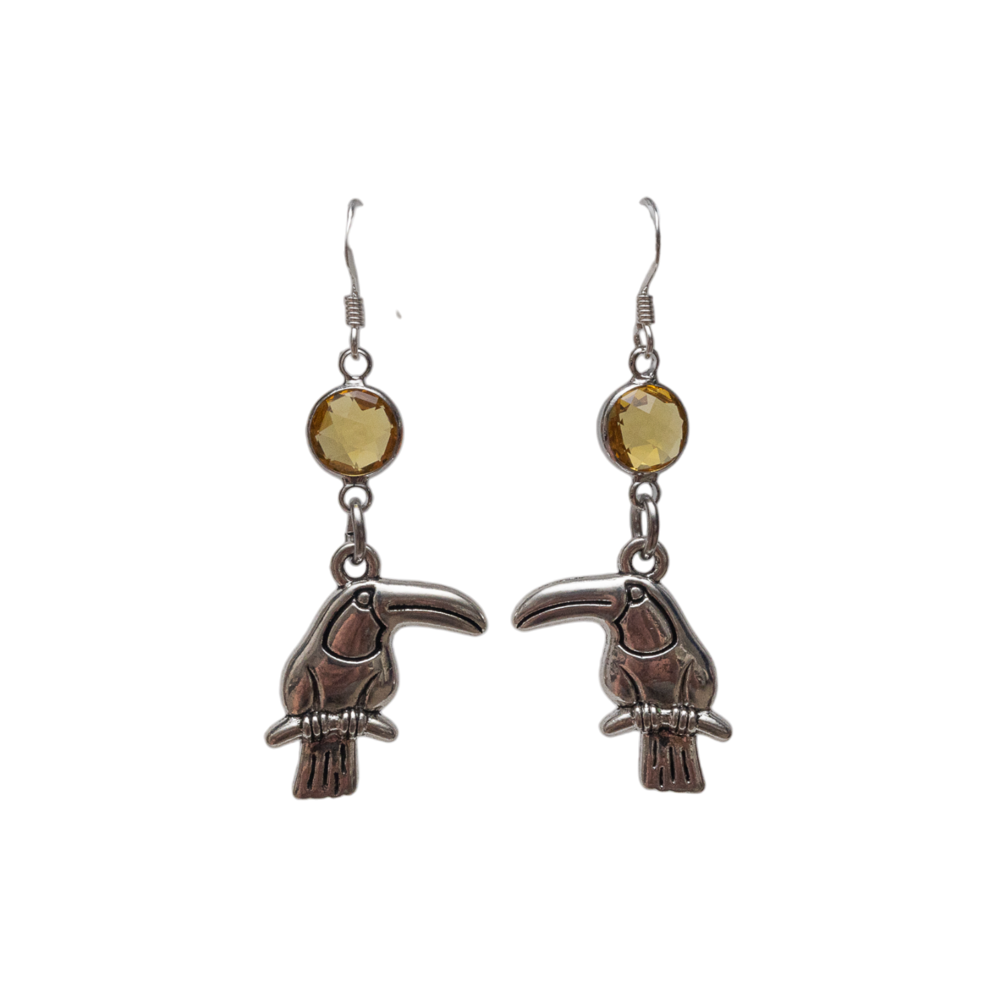 Personalised Toucan Birthstone Charm Earrings