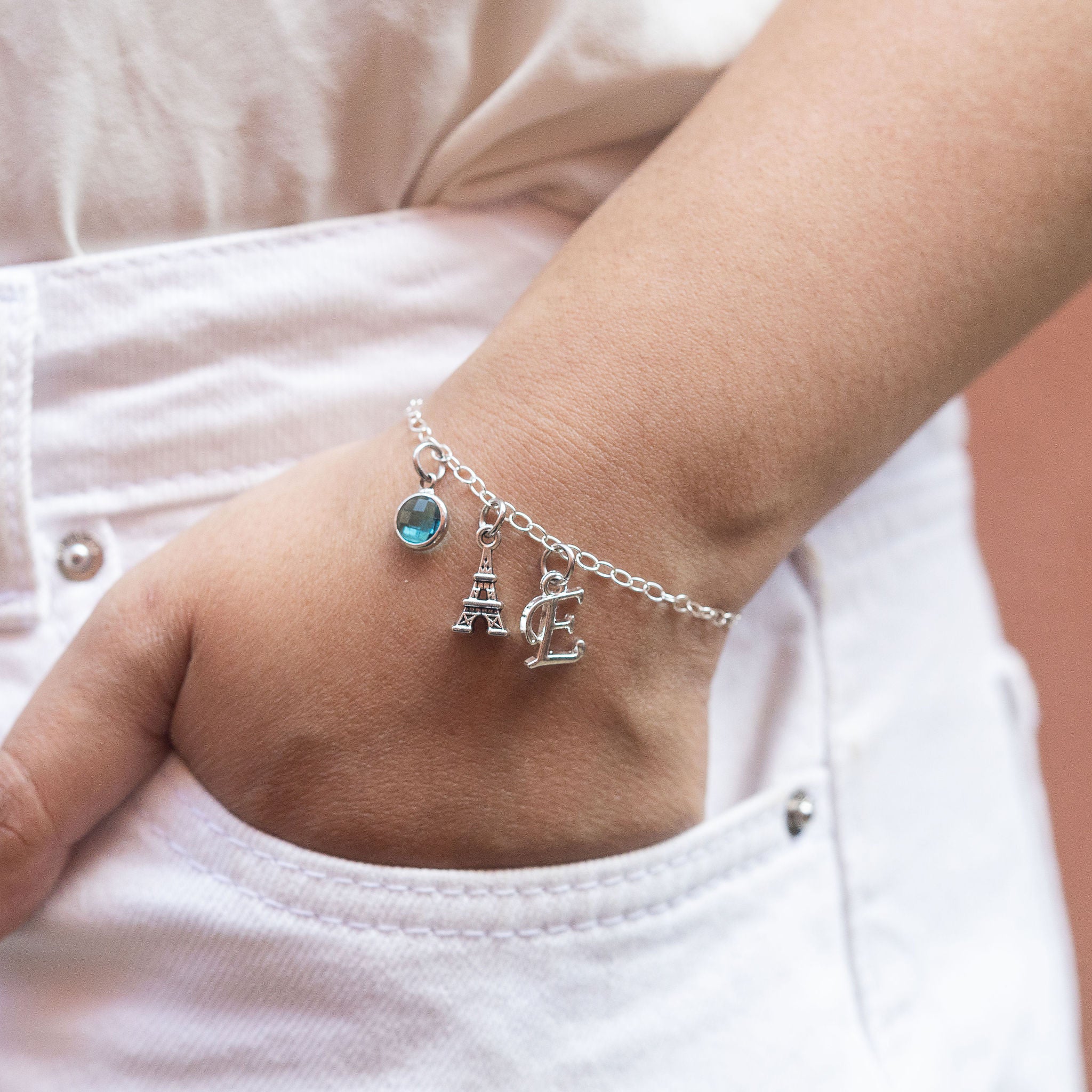 Personalised Paris Eiffel Tower Bracelet