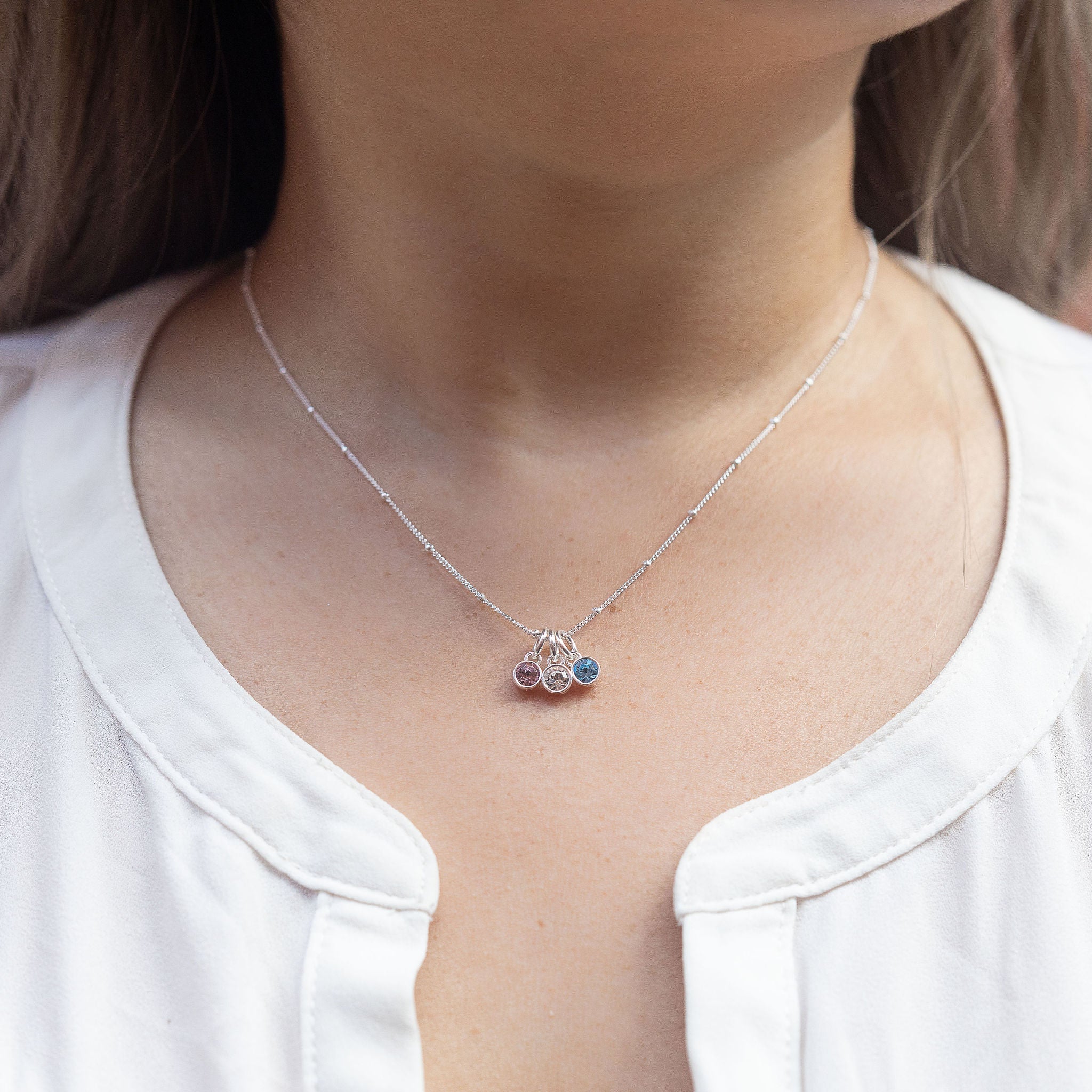 Sterling Silver Personalised Birthstone Necklace