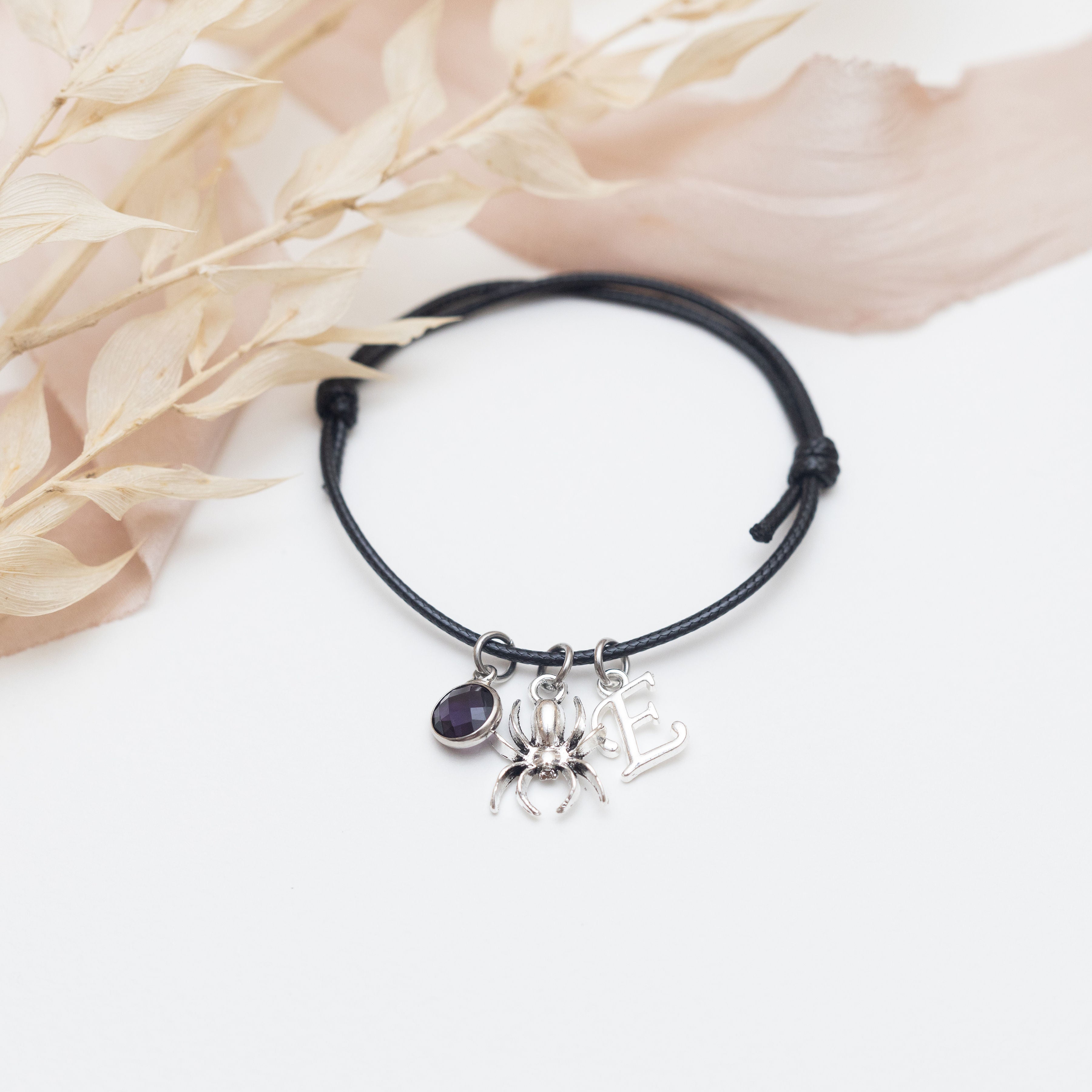 Personalised Spider Waxed Cord Bracelet