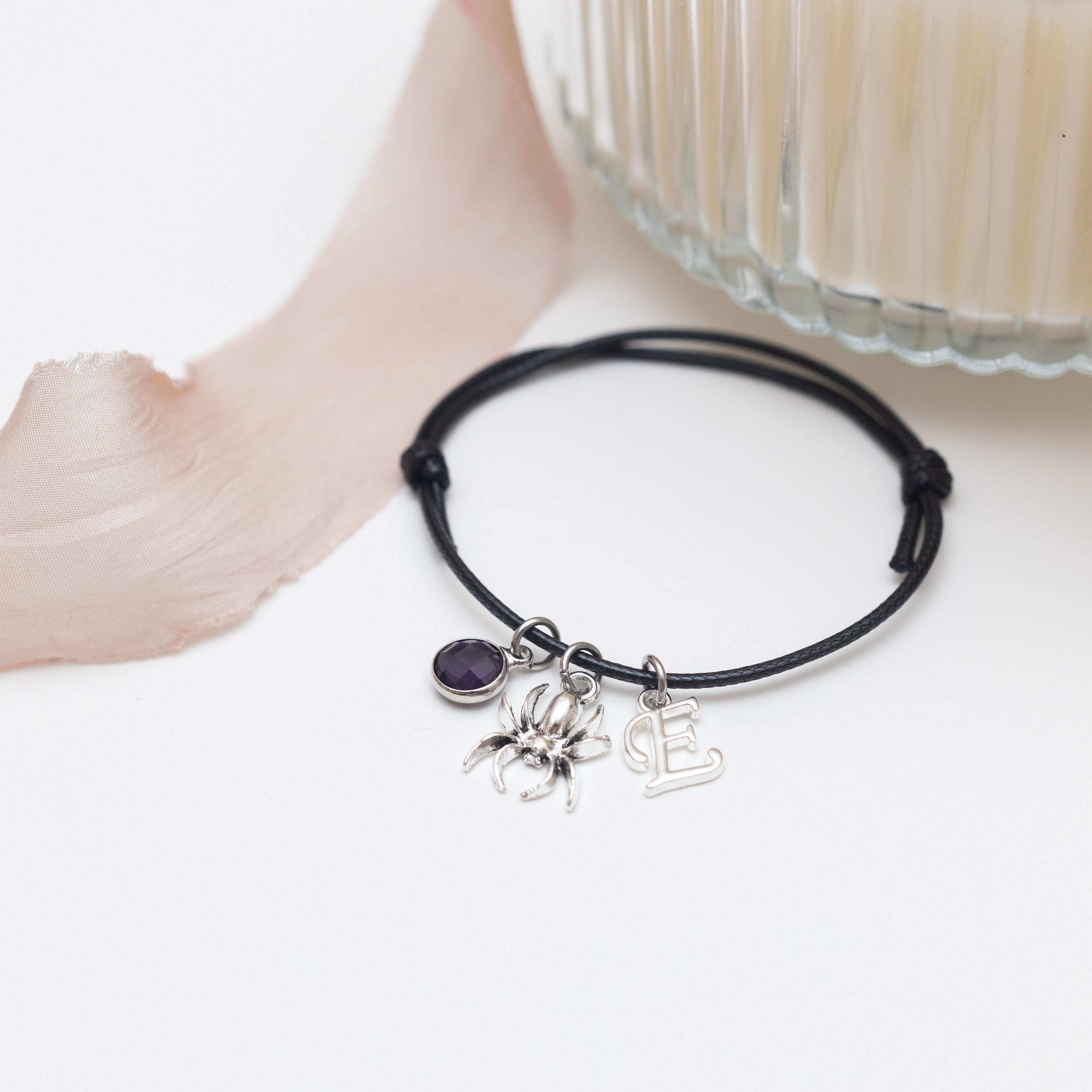 Personalised Spider Waxed Cord Bracelet