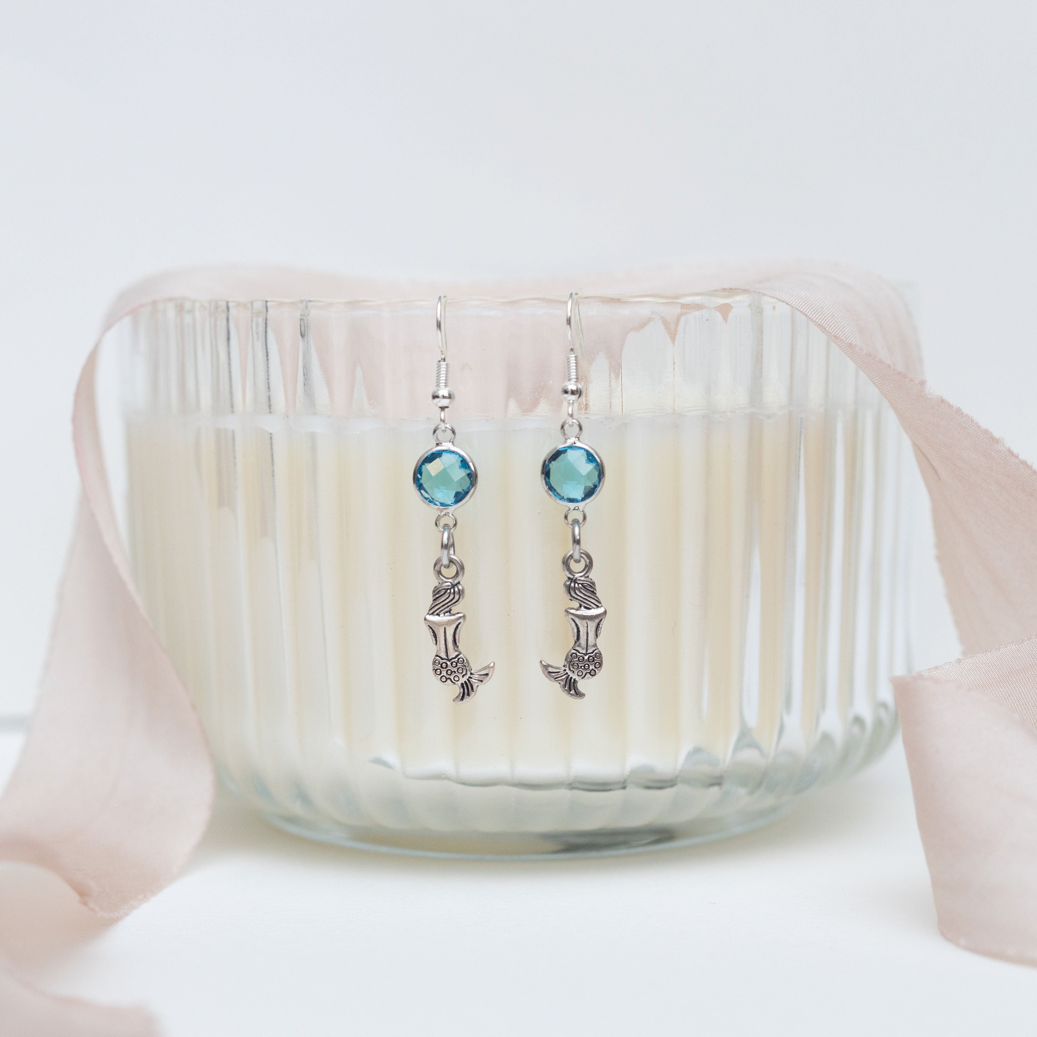 Personalised Mermaid Birthstone Charm Earrings