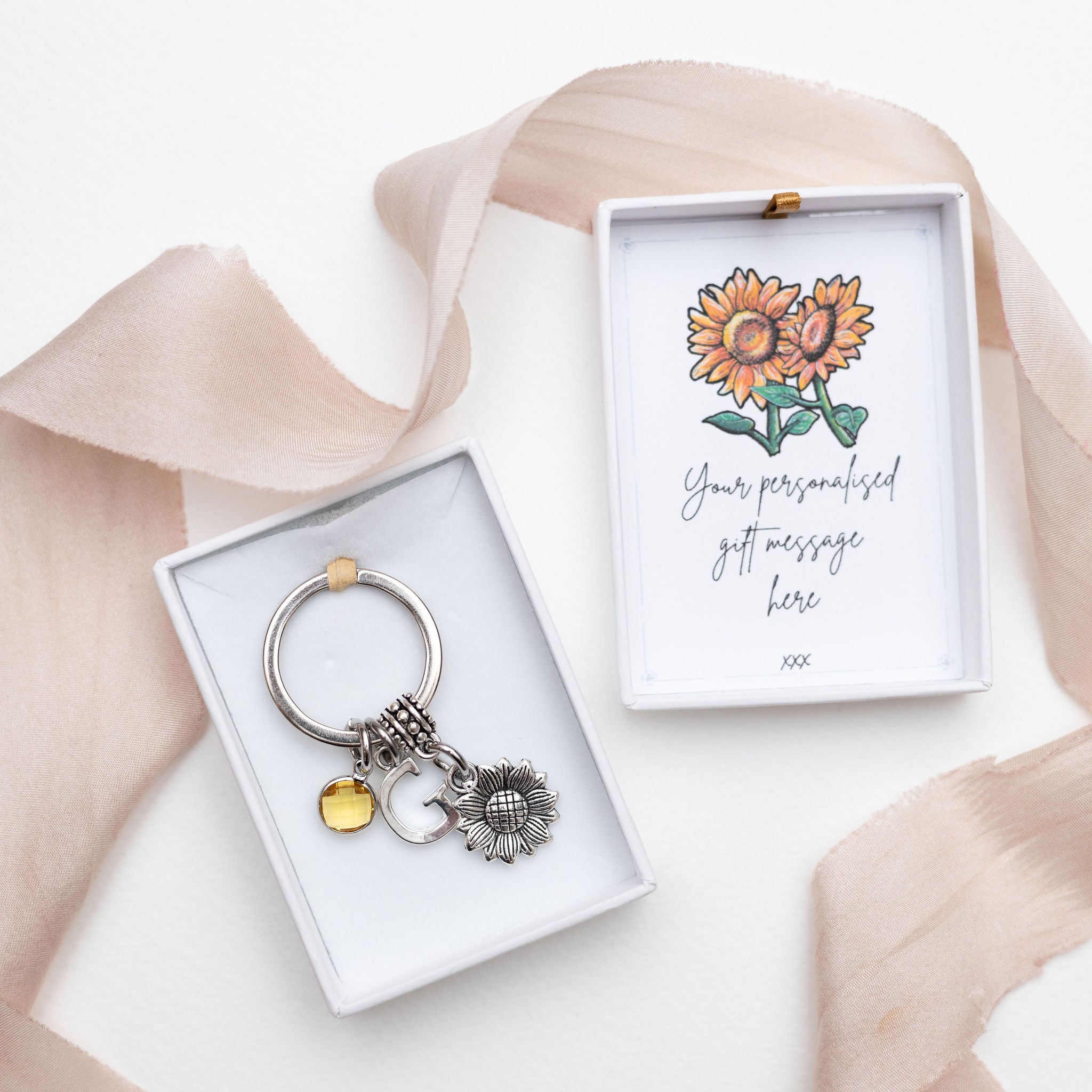 Personalised Sunflower Keyring