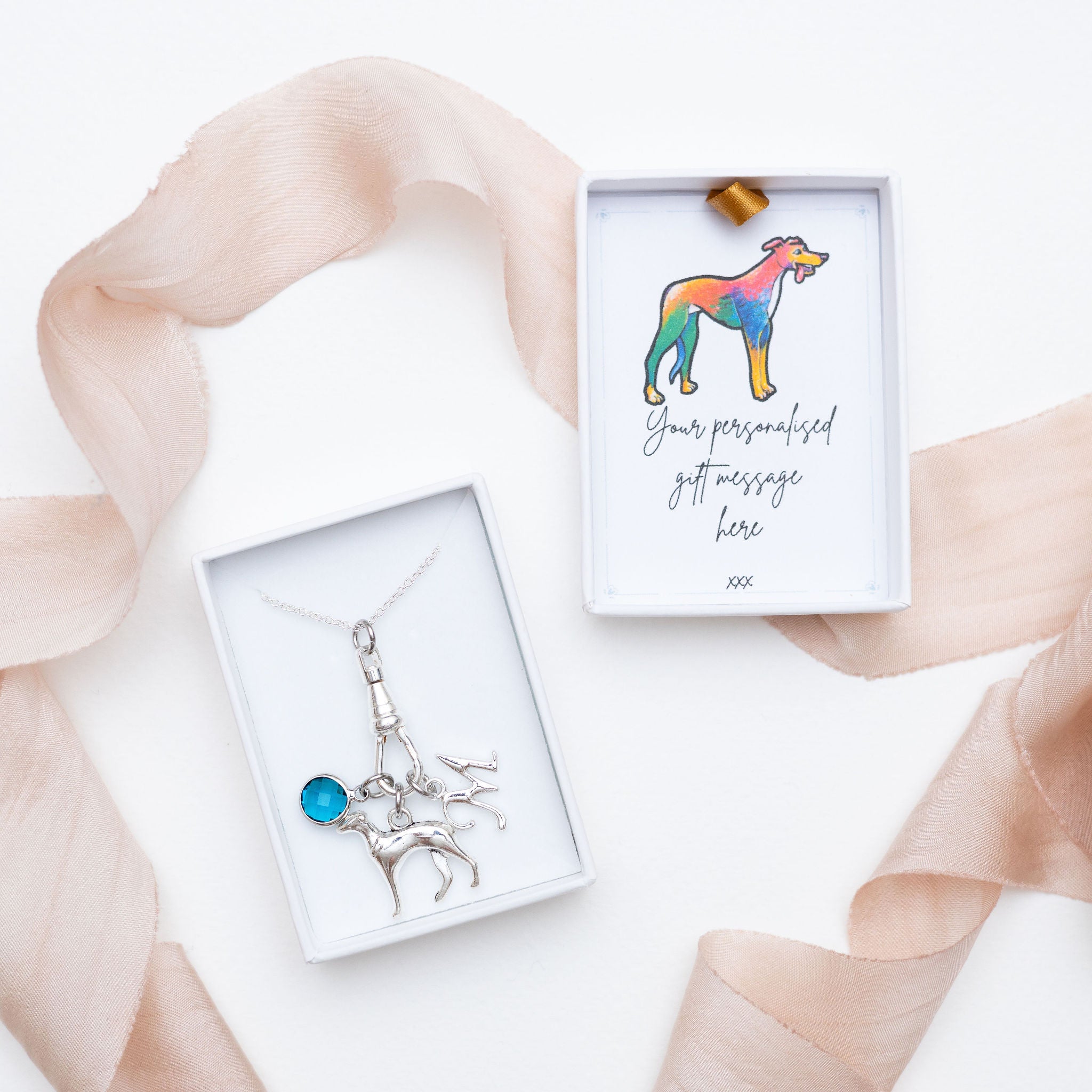 Personalised Greyhound Dog Charm Catcher Necklace