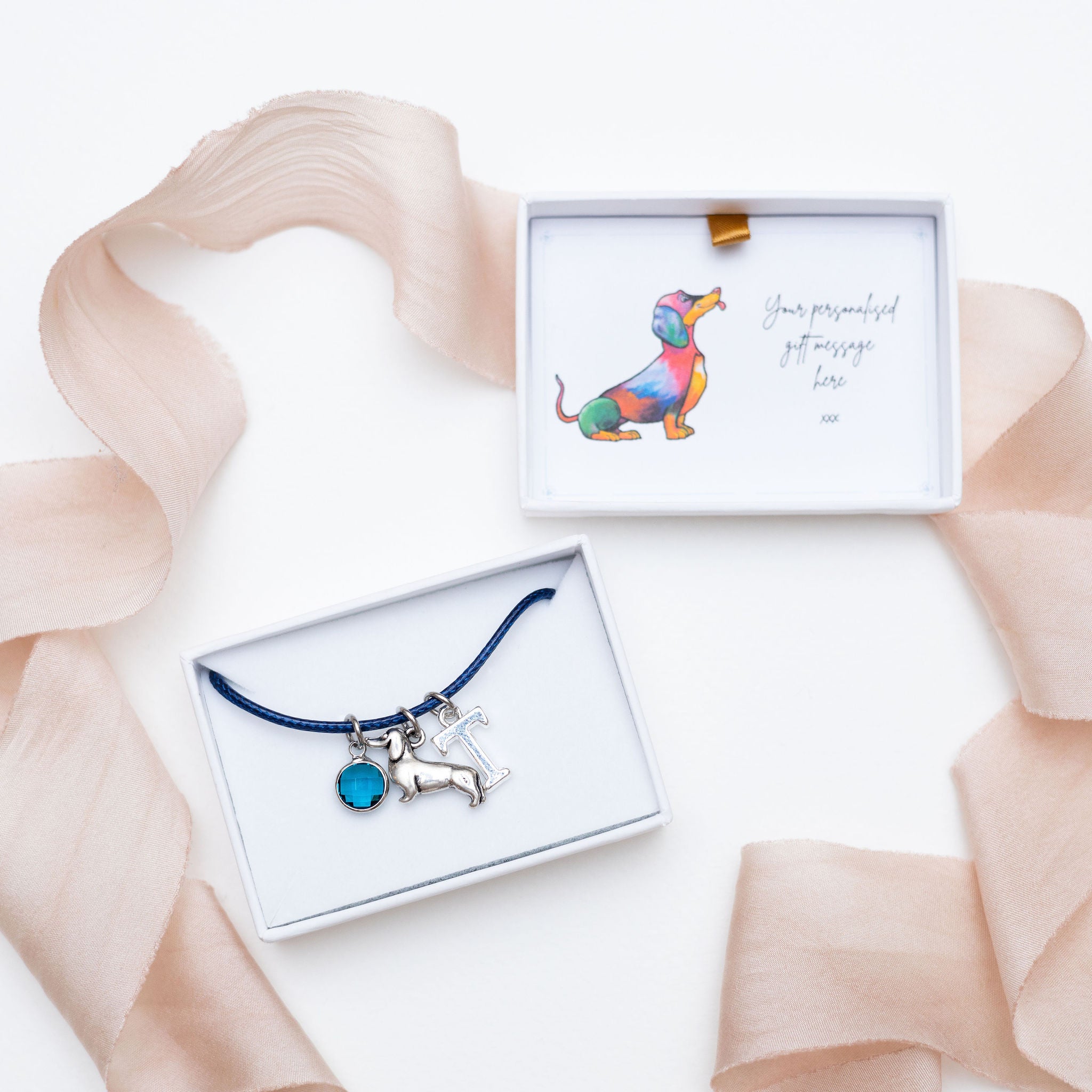 Personalised Dachshund Cord Bracelet