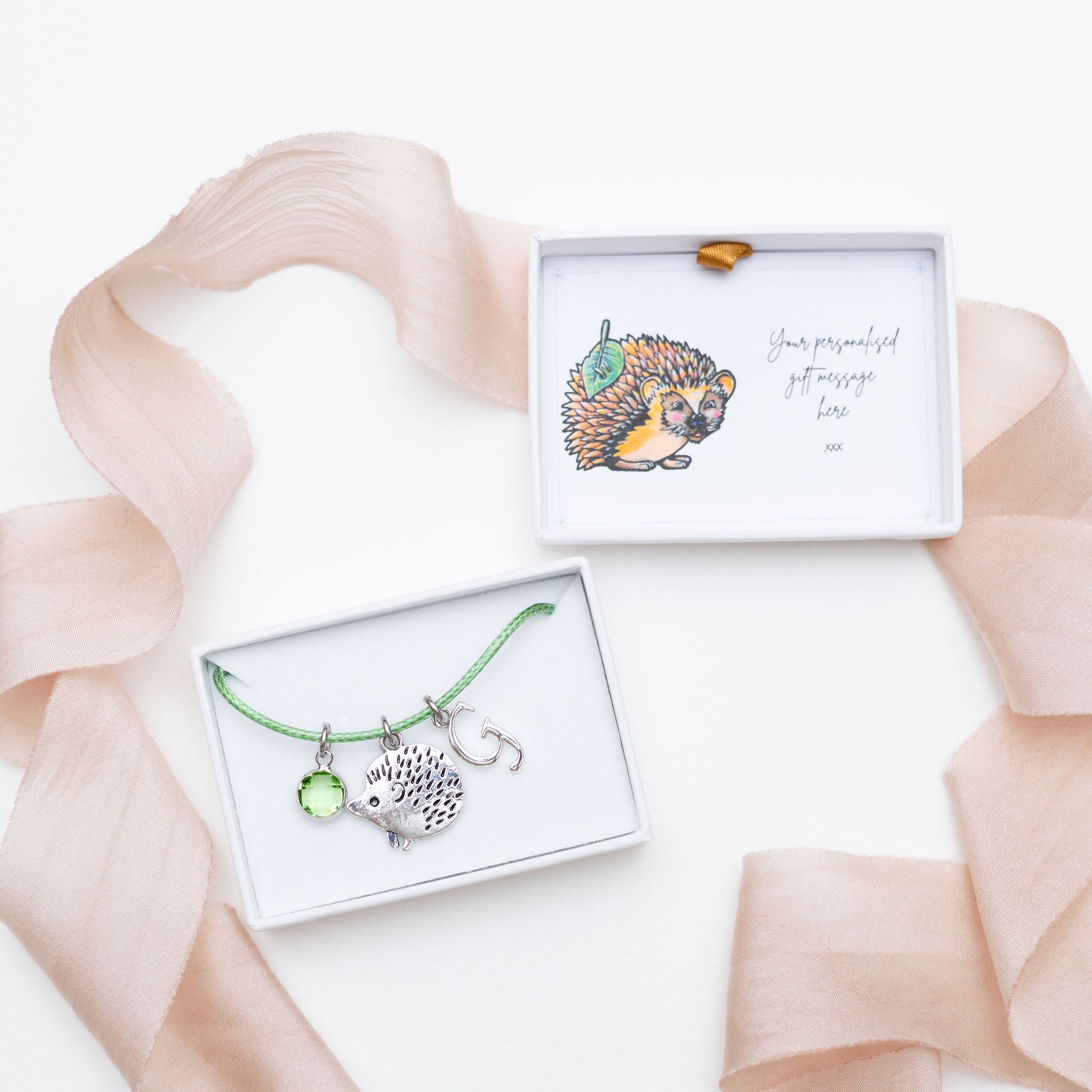 Personalised Hedgehog Cord Bracelet