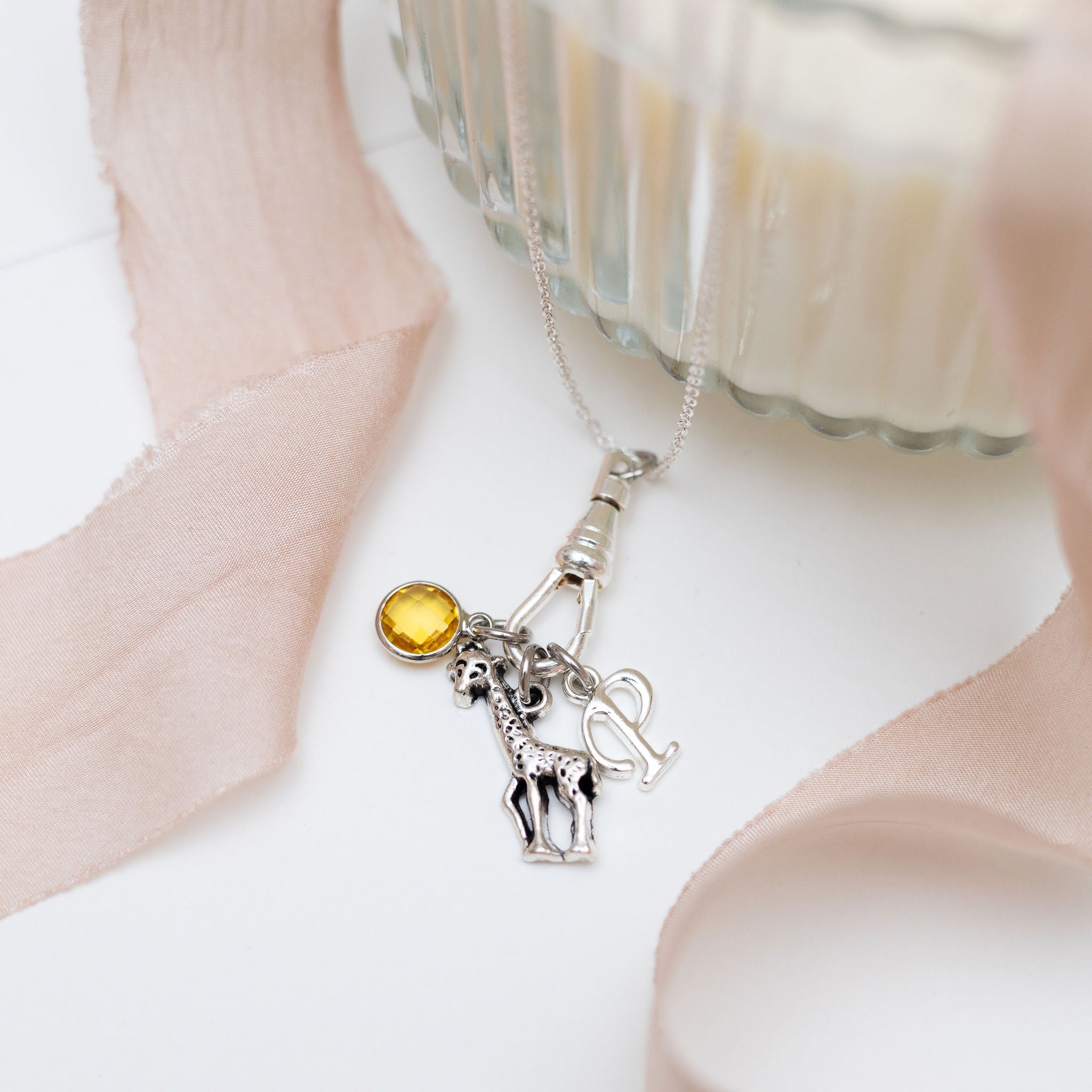 Personalised Giraffe Charm Catcher Necklace