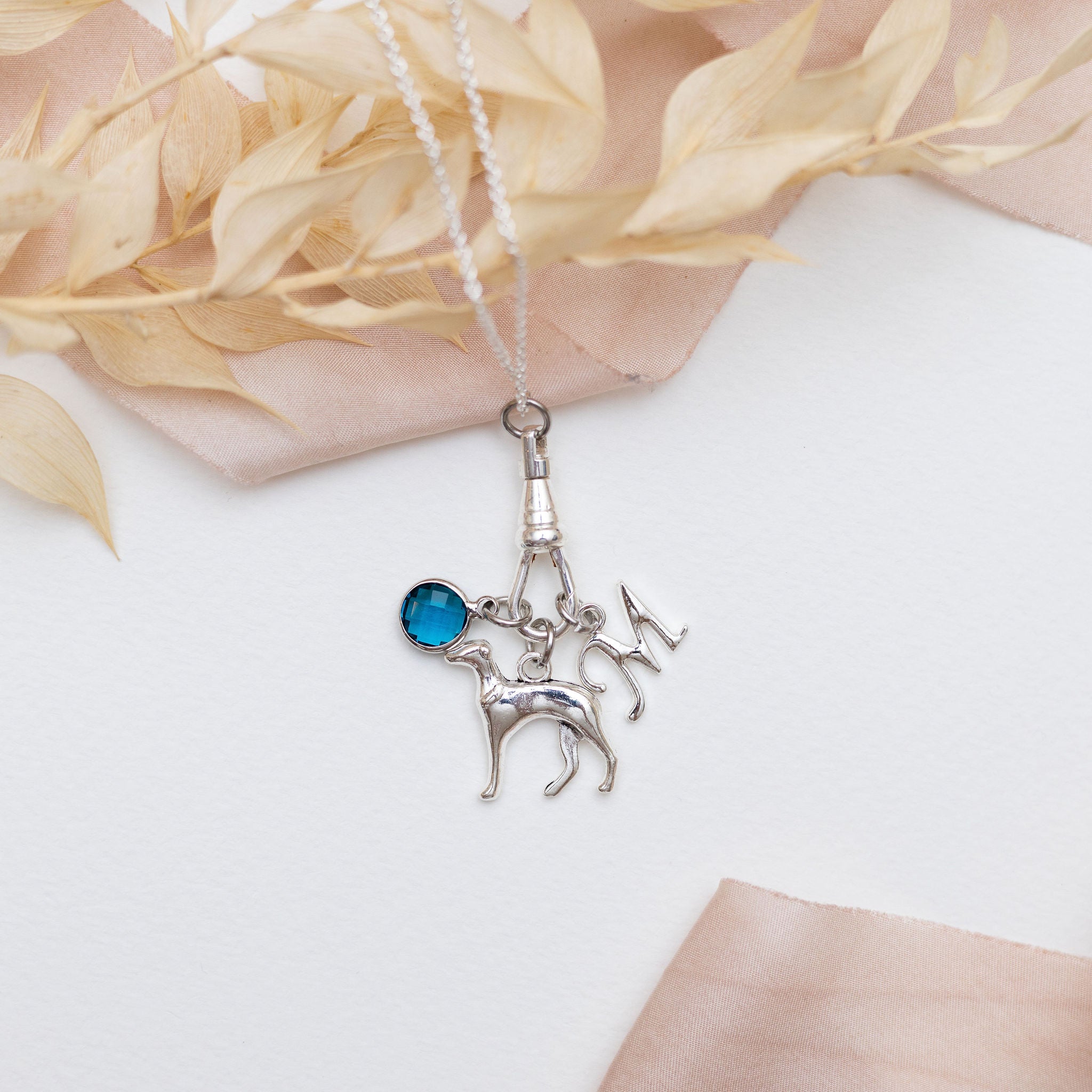 Personalised Greyhound Dog Charm Catcher Necklace