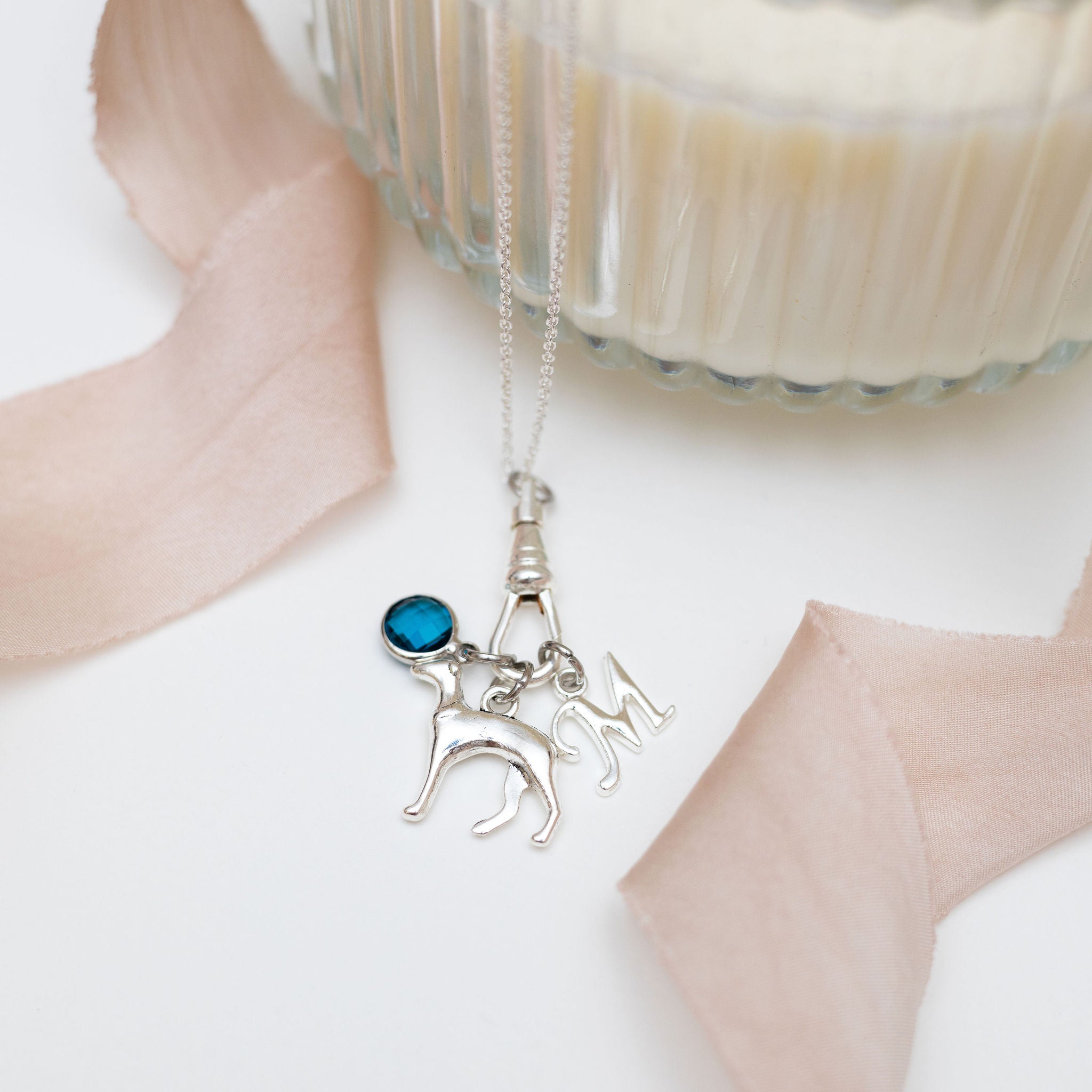 Personalised Greyhound Dog Charm Catcher Necklace