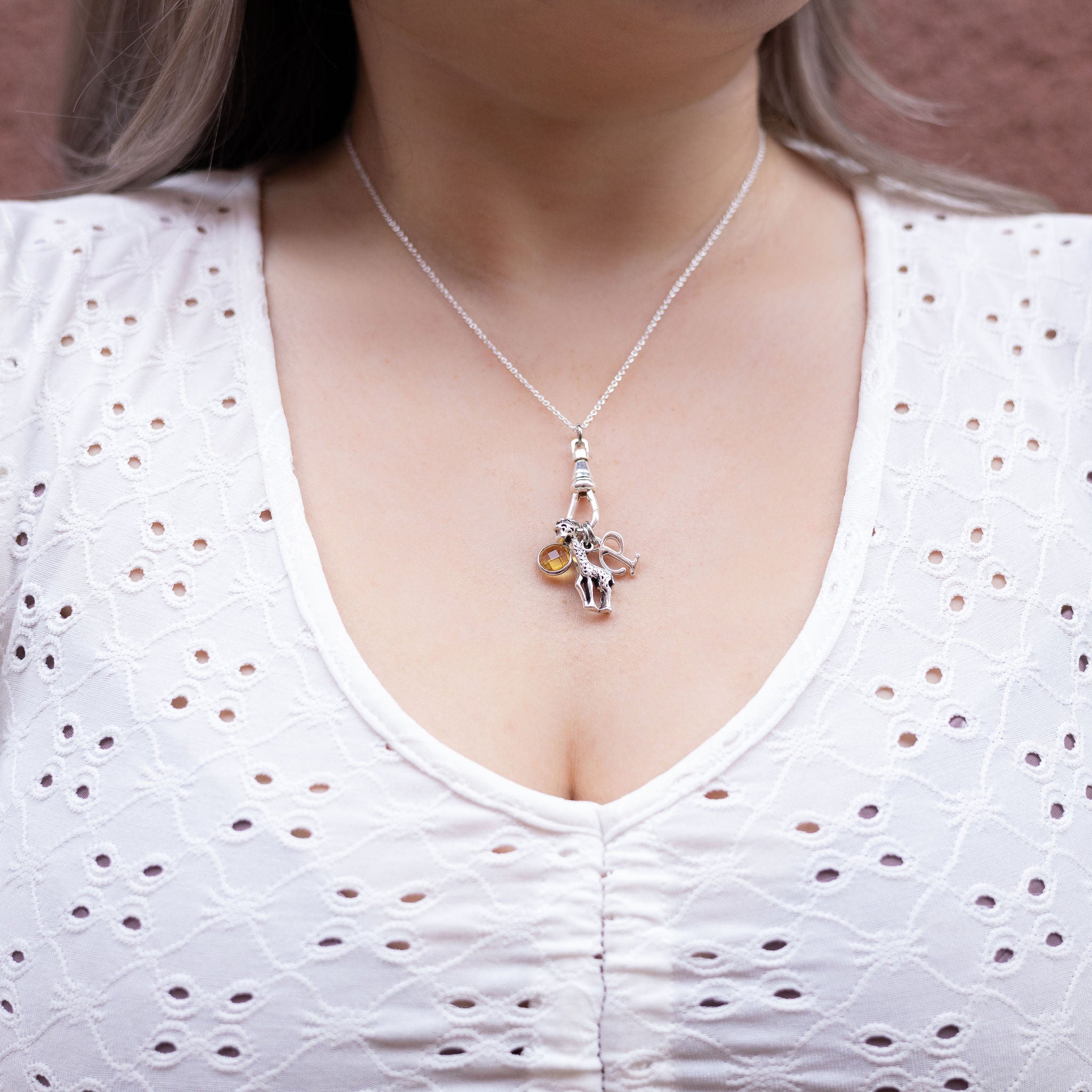 Personalised Giraffe Charm Catcher Necklace