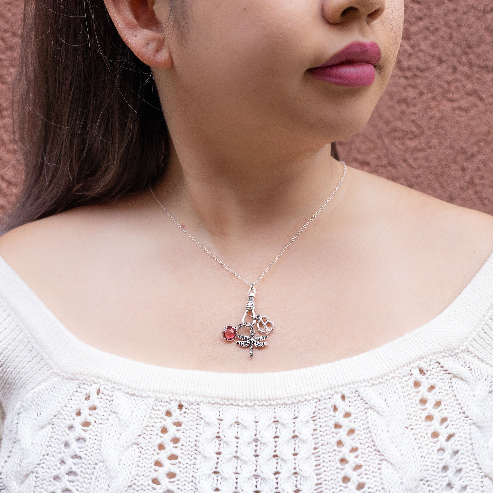 Personalised Dragonfly Charm Catcher Necklace