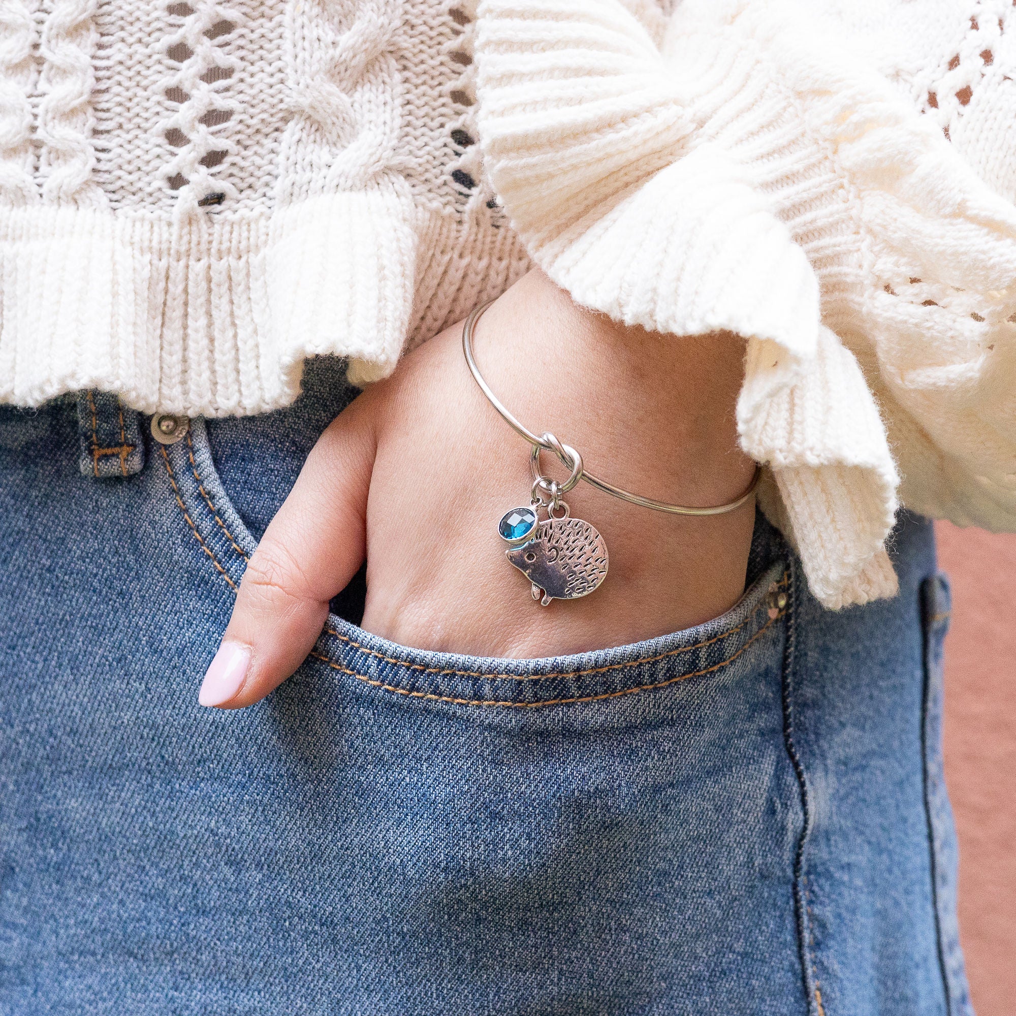 Personalised Hedgehog Knot Bangle