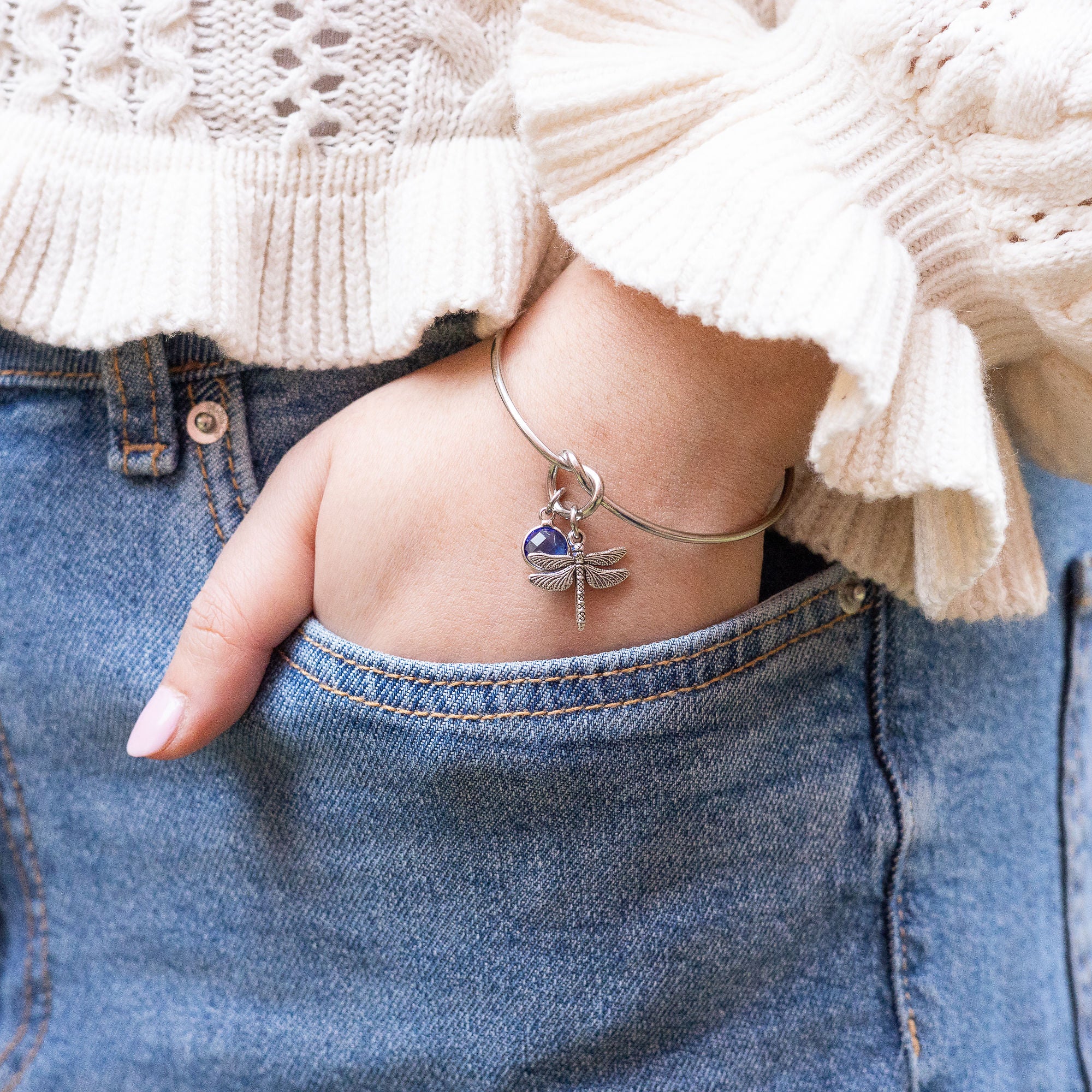 Personalised Dragonfly Knot Bangle