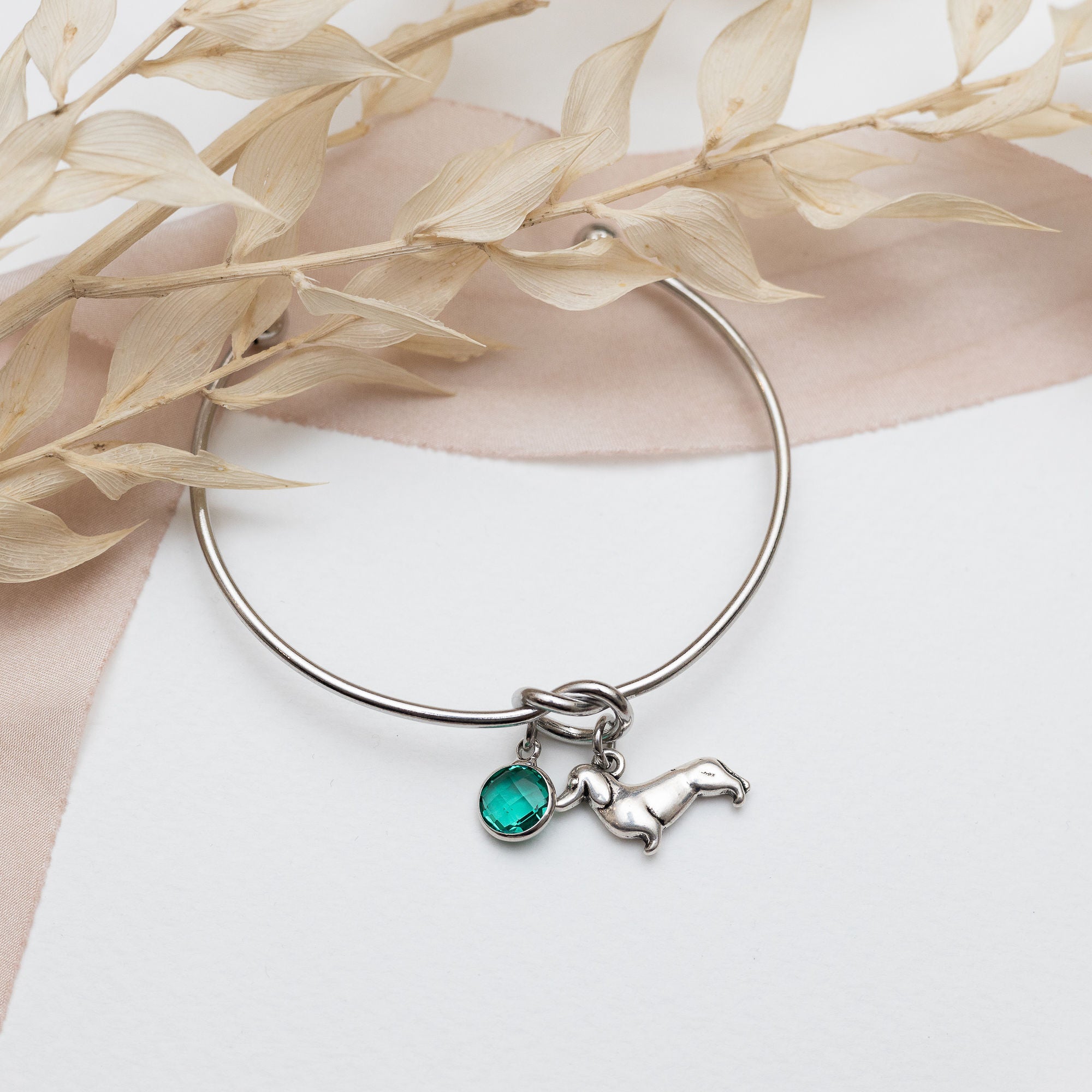 Personalised Dachshund Knot Bangle