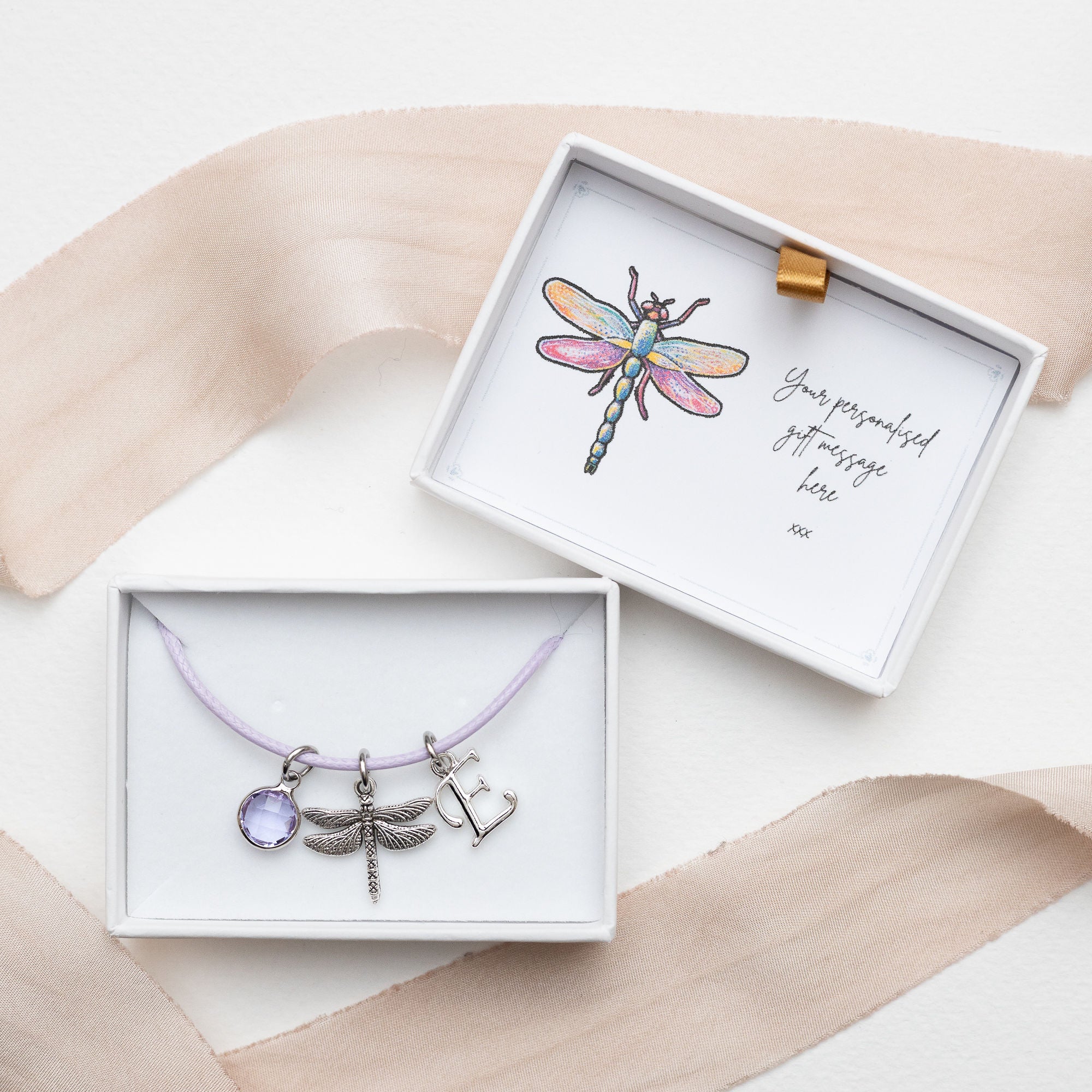 Personalised Dragonfly Cord Bracelet