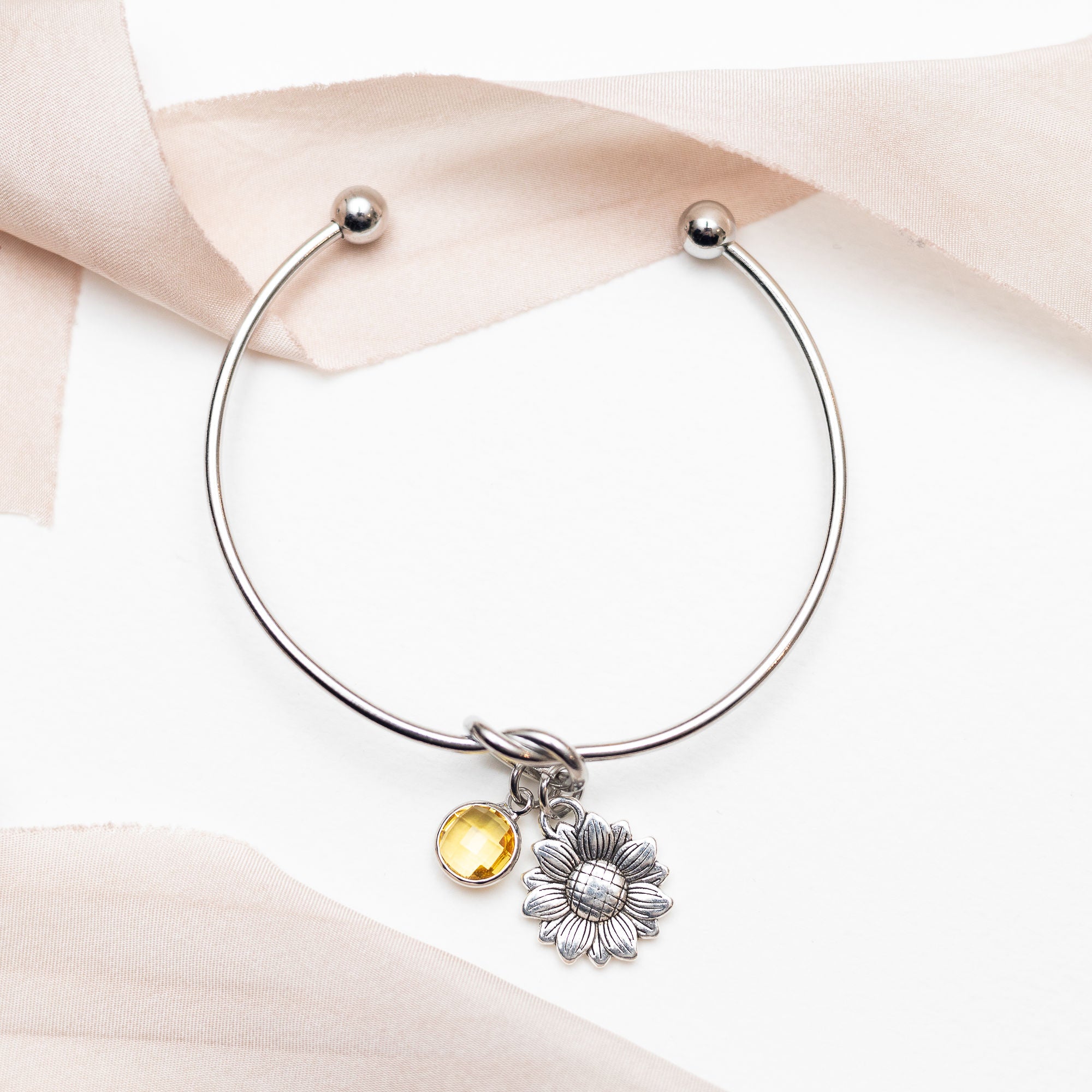 Personalised Sunflower Knot Bangle